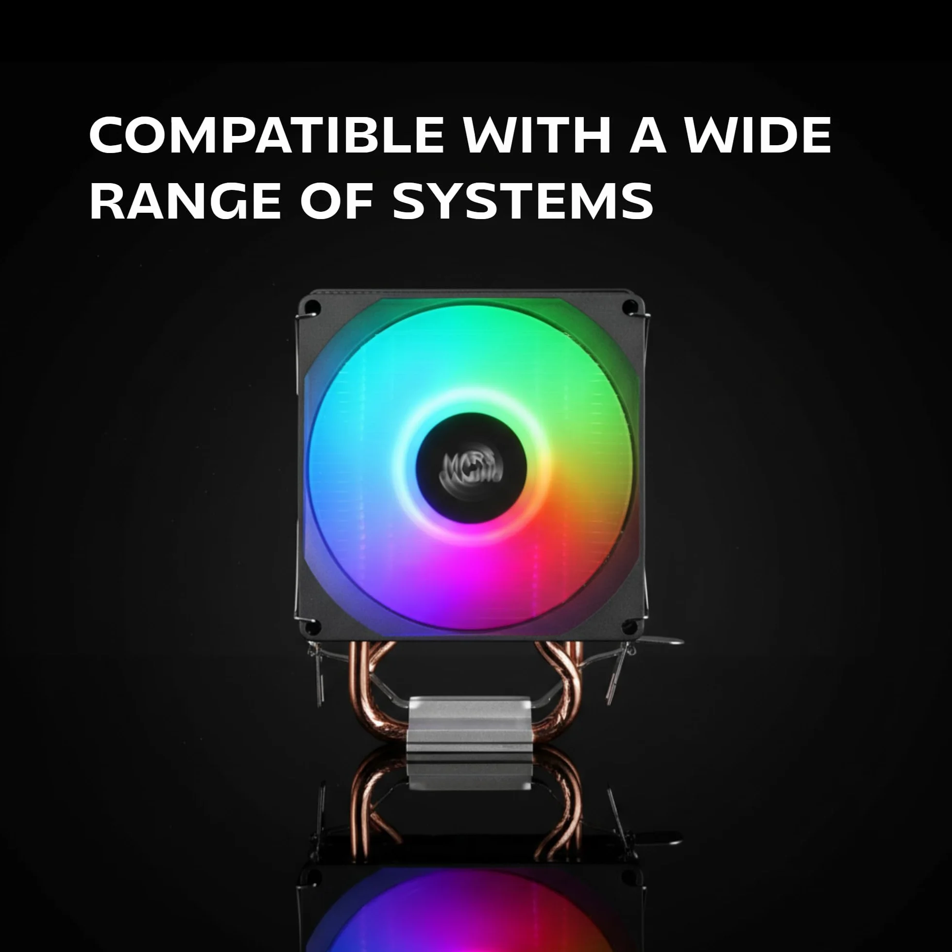 Mars Gaming MCPU-X2, Dissipatore CPU 150W TDP, 2x Heatpipes, Ventola PWM FDB, Illuminazione FRGB, Design Compatto SFF/Mini-ITX, Alette in Alluminio, Cooler PC con Compatibilità Intel e AMD, Nero