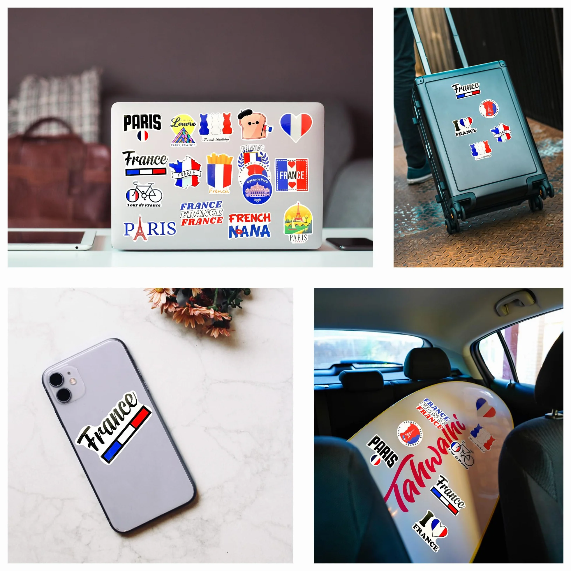 Francia adesivi Parigi adesivi casco moto stickers aesthetic valigia vintage France accessori per valigie per auto adesivo per bici sticker auto
