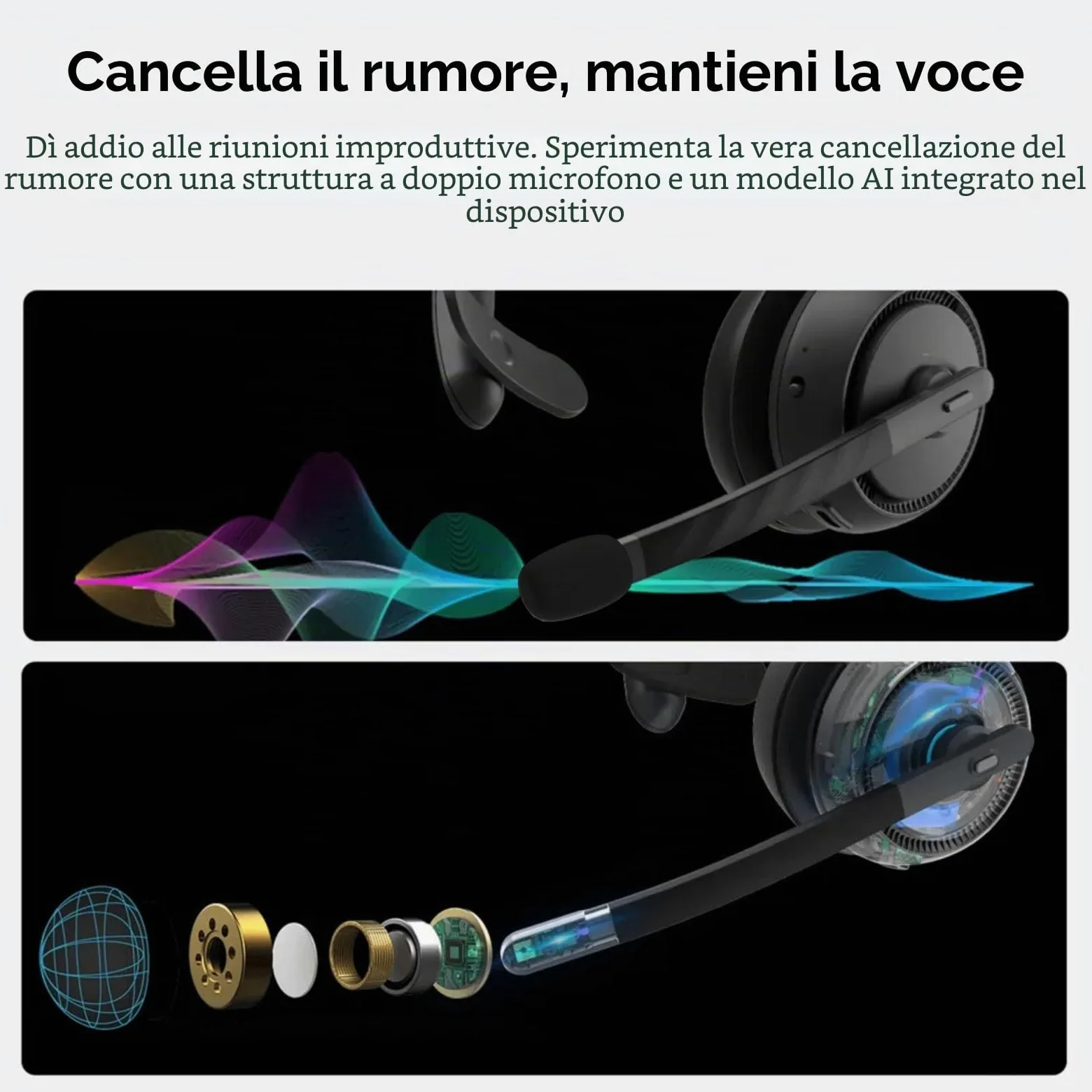 Nuroum HP31S(3rd Gen) Cuffie con Microfono Bluetooth,Cuffie Wireless ENC a Cancellazione di Rumore,Stazione di Ricarica, USB-A&C/Bluetooth 5.4/Dongle, 45H per Cuffie Call Center/Lavoro/Camion/Chiamate