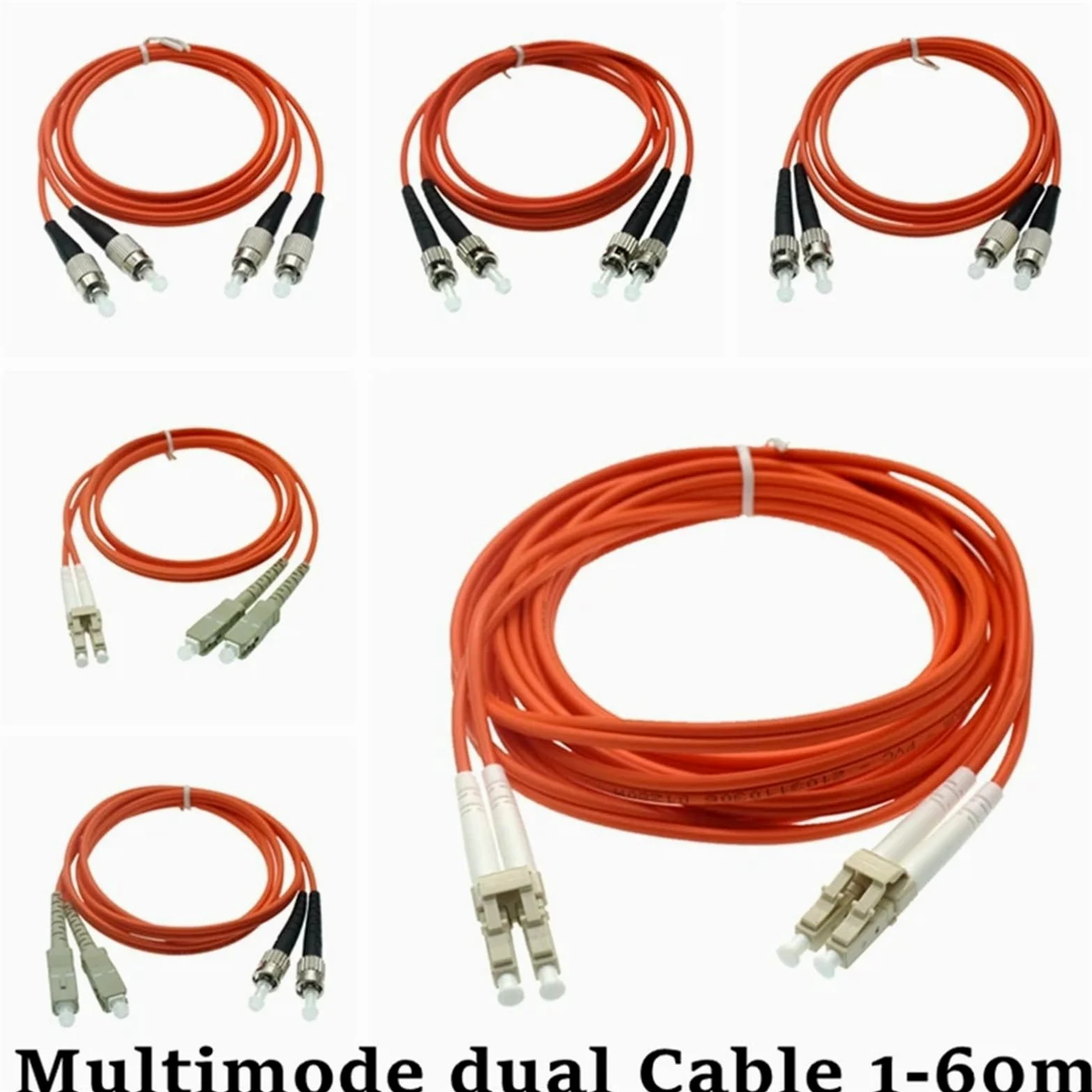 Cavo jumper in fibra ottica dual core multimodale Gigabit di grado portante Cavo multimodale doppio da LC a SC a FC a doppio cavo ST(Double SC-SC,30M)