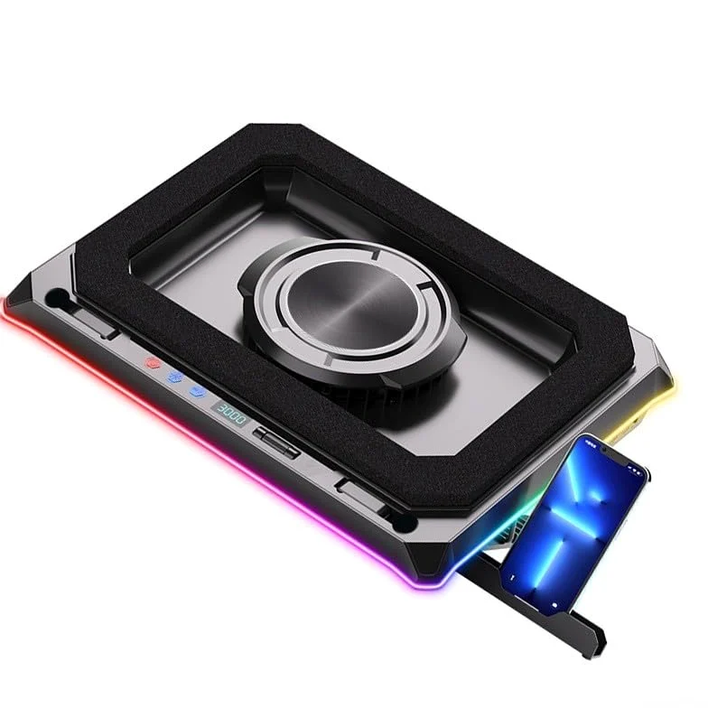 Supporto per Laptop Ventilato RGB con Angolo Regolabile e Hub USB per Gaming su Notebook fino a 21 Pollici(A8)