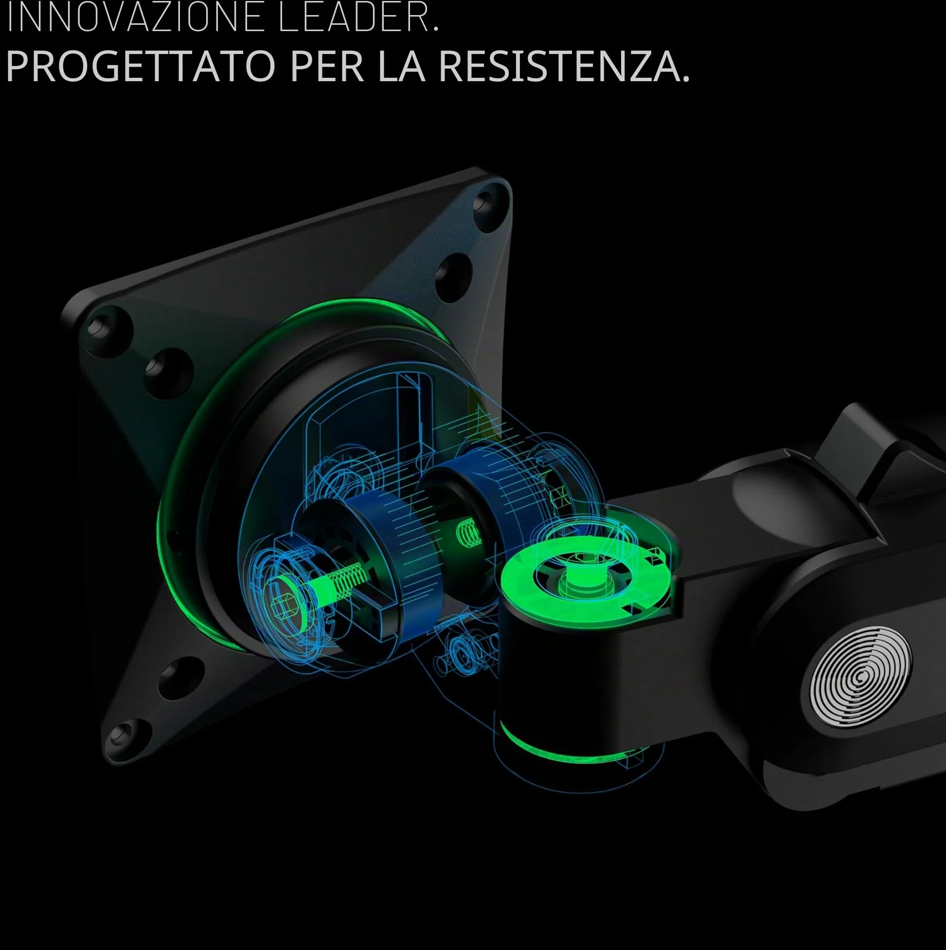 Invision VORTEX Supporto Braccio Monitor Gaming Schermi 27 a 57 pollici | Curvo e UltraWide | Alimentato Tramite USB 5 V | Luci LED RGB Integrate a 14 Modalità | 3-18 kg MAX (VR200)