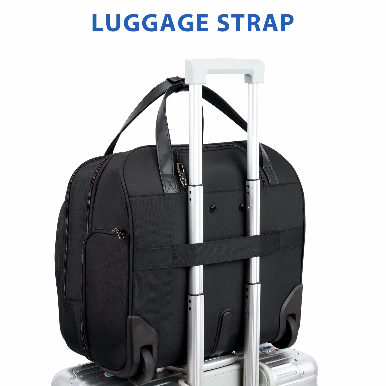 VANKEAN - Valigia porta laptop con ruote per donne, borsa da 39,6 cm con ruote per donne, borsa per computer impermeabile da viaggio/lavoro con tasche RFID, nera