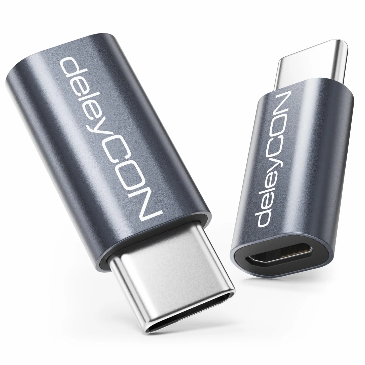 deleyCON Adattatore Micro USB A USB-C 2 Pezzi Spina USB-C Presa Micro USB OTG
