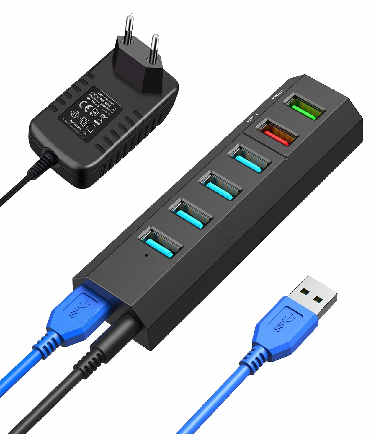 Hub USB 3.0, Vansuny Hub USB 3.0 Alimentato, 6 in 1 Porta USB Multipla per PC, Ultra Trasferimento Ultra Veloce 5Gb/s