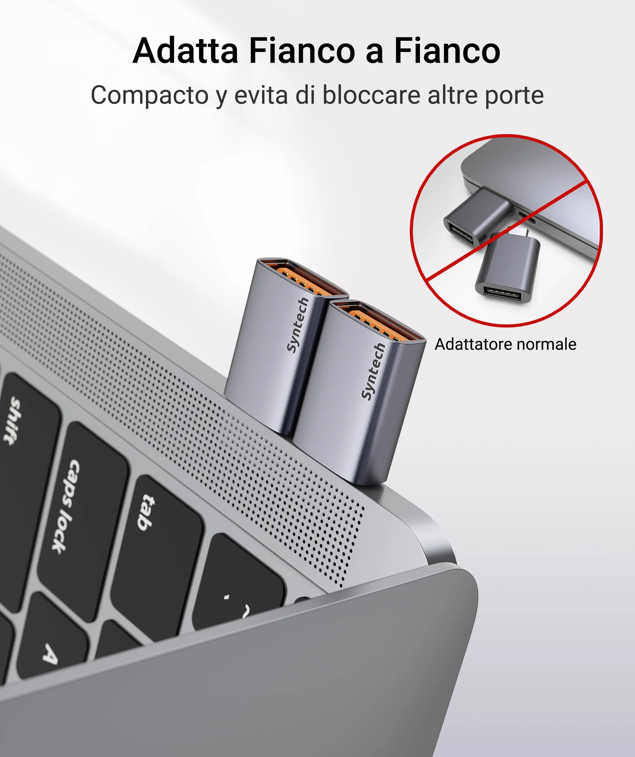 Syntech Adattatore USB C a USB (2 Pezzi), USB3.2 Gen 2 da 10 Gbps, Adattatore Type C Maschio a A 3.2 Femmina Compatibile con iPhone 17e 17 Pro Max/iPad/iMac/MacBook Pro e Dispositivi Thunderbolt 5/4