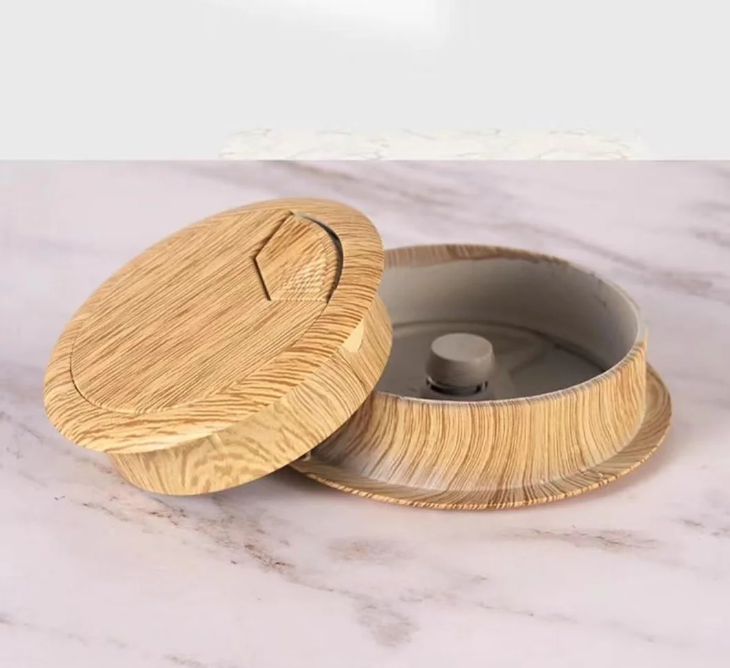 Passacavi da scrivania, copriforo for cavi da scrivania, 2 pezzi da 50/60 mm, copriforo cavi in ​​plastica effetto legno for scrivania (Style 1-50mm)