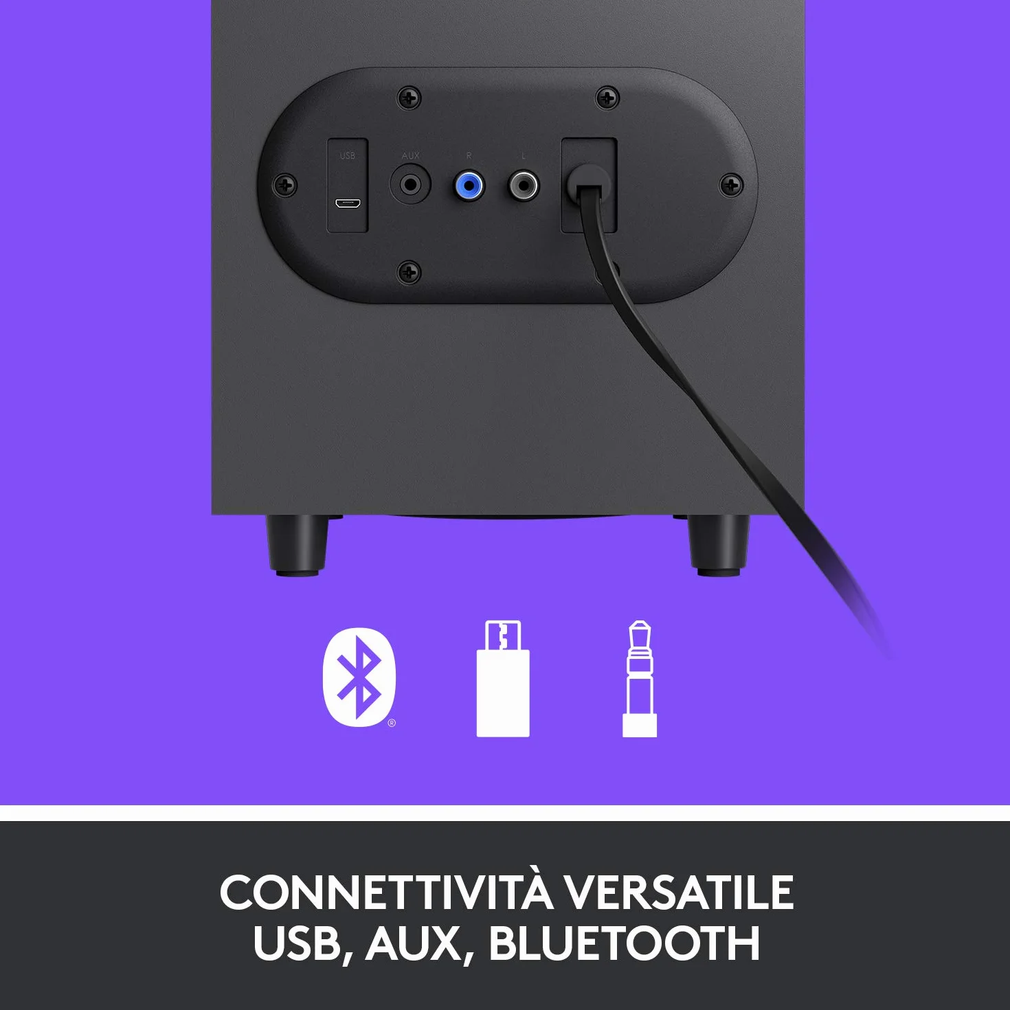 Logitech Z407 Altoparlanti Bluetooth per computer con subwoofer e controllo wireless, audio avvolgente, audio premium con ingressi multipli, altoparlanti USB - Nero