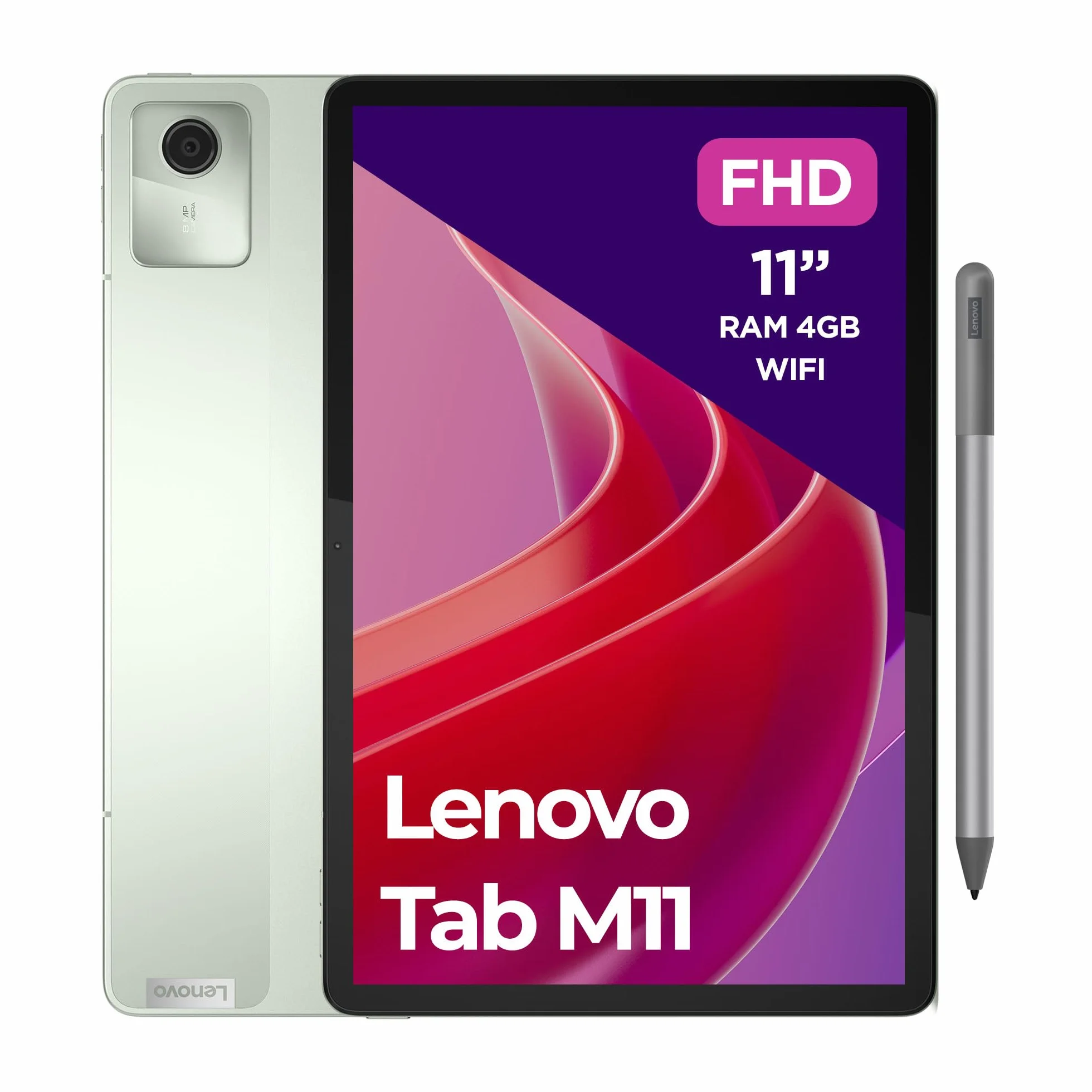 Lenovo Tab M11, Tablet Display 11" WUXGA (1920x1200), MediaTek Helio G88, RAM 4GB, 128GB, WiFi, Android 13 – Scocca in alluminio, Seafoam Green, Lenovo Tab Pen Inclusa - Esclusiva Amazon