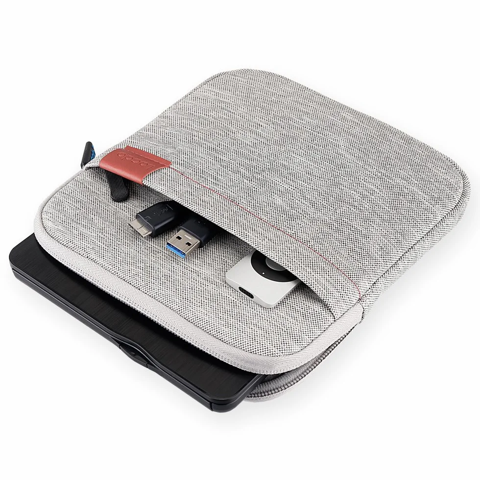 Lacdo Custodia Porta CD-DVD Borsa per HP Unità, Asus ZenDrive, Dell DW316, LG Samsung Apple Md564zm USB 2.0 SuperDrive Masterizzatore Blu-ray Portable Disco Rigido Antiurto e impermeabile, Grigio