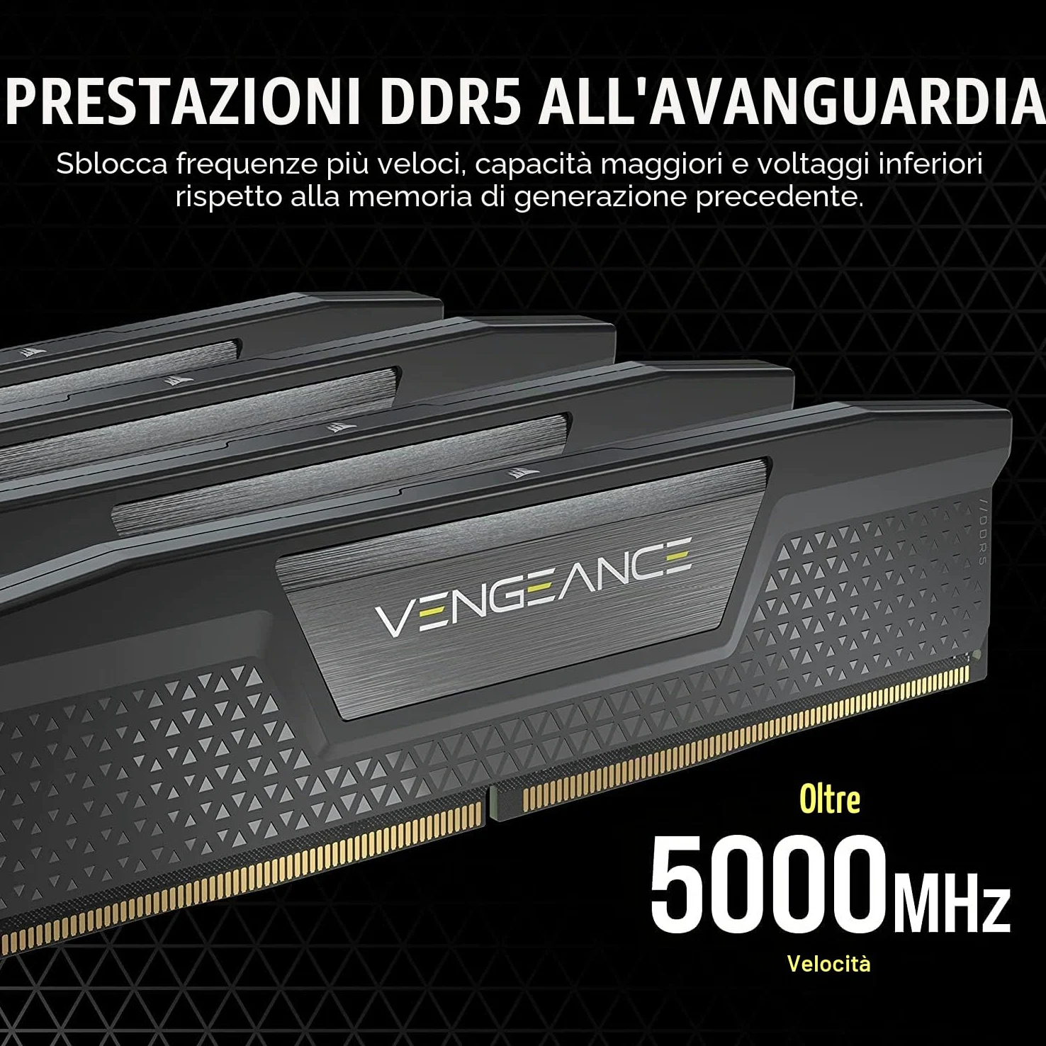 CORSAIR VENGEANCE DDR5 32GB (2 x 16GB) Fino a 6800MHz INTEL RAM | Memoria Per Computer Desktop, Compatibile con Intel XMP 3.0, CL40, Nero, CMK32GX5M2B6800C40