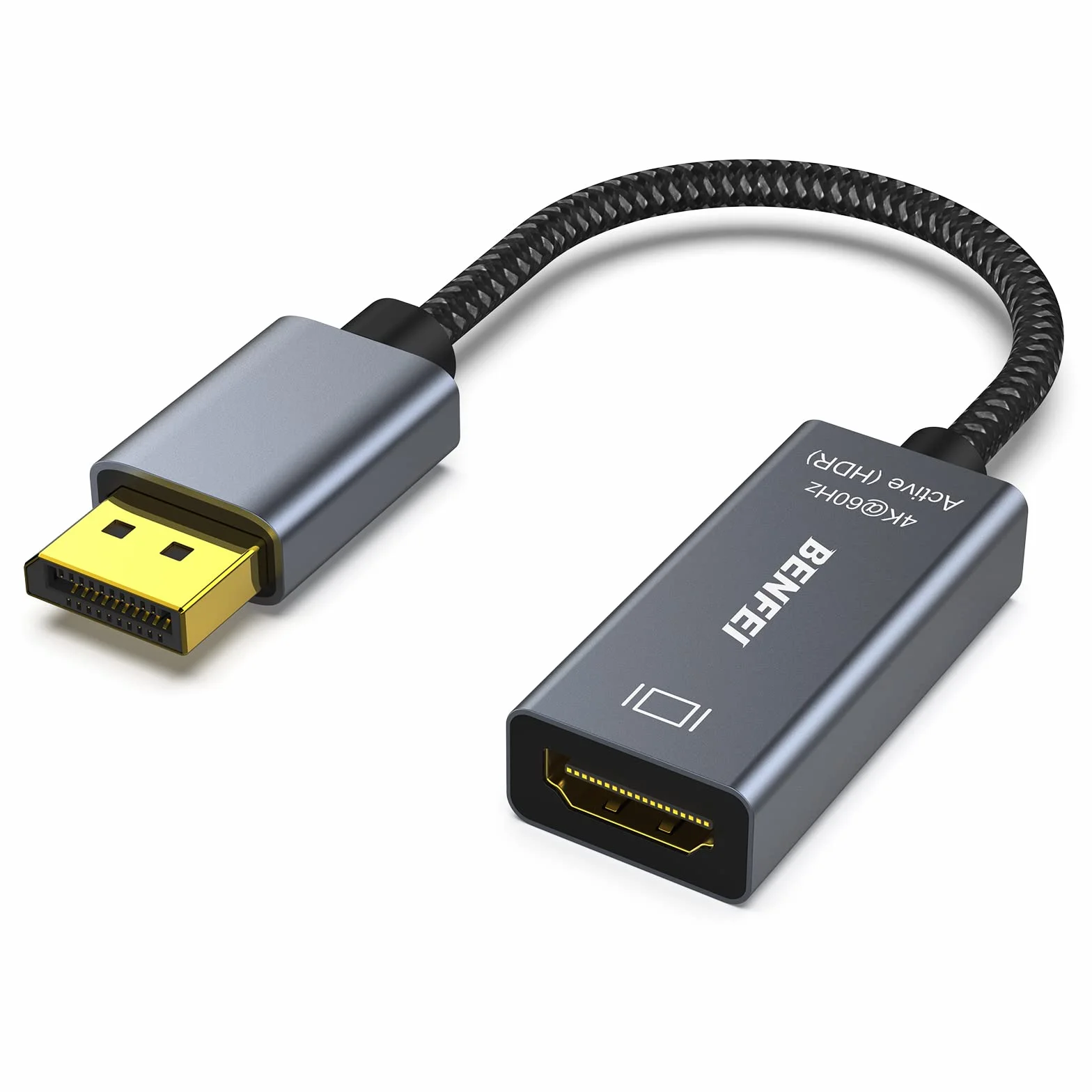 BENFEI Adattatore attivo da DisplayPort a HDMI 4K a 60Hz, compatibile con PC, laptop, desktop, tablet o docking station DisplayPort, supporta Eyefinity per giochi multi-schermo