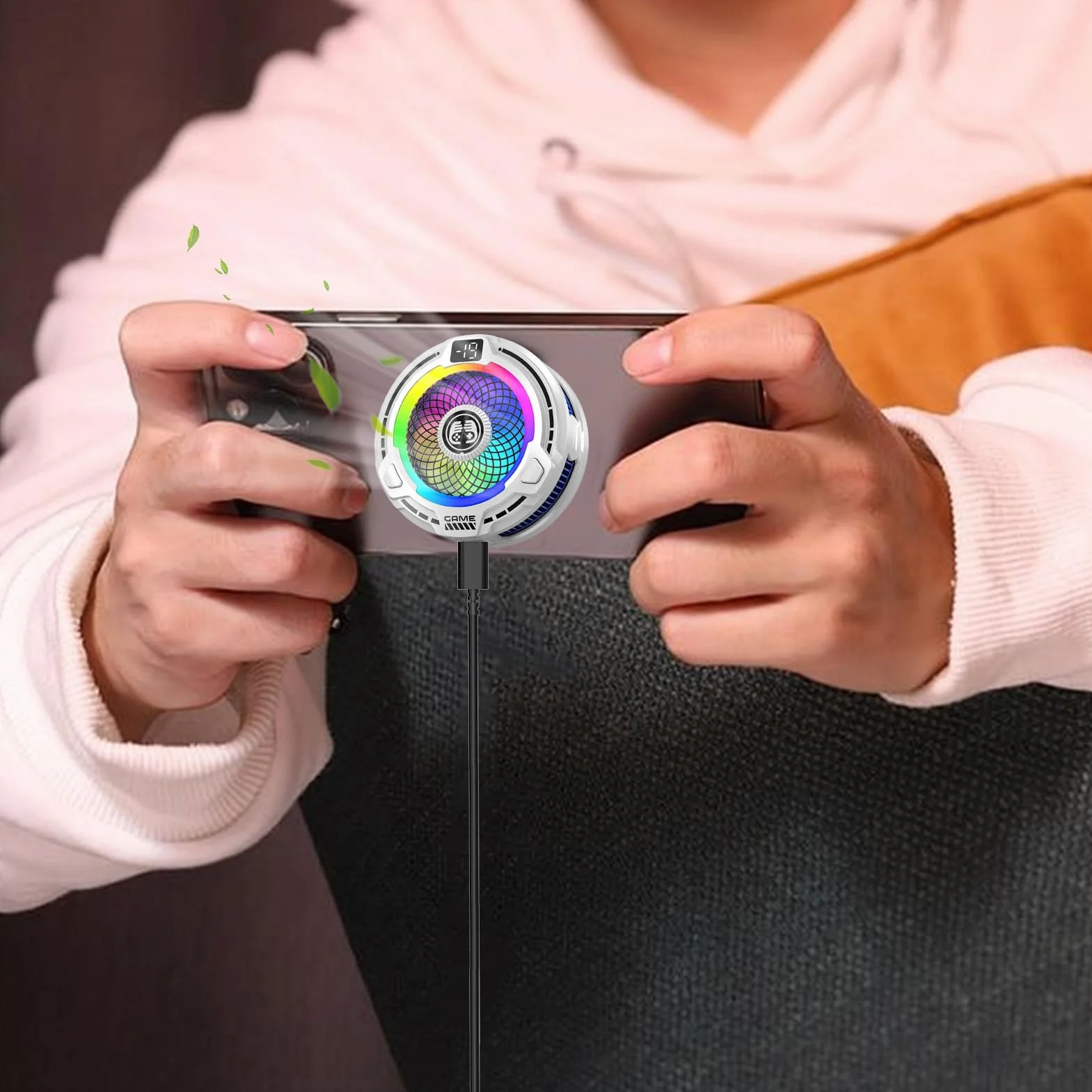 Dissipatore per Telefoni, Ventola Magnetica 30W Per Cellulare, di Raffreddamento Portatile a Velocità Regolabile per Live Streaming Smartphone Giochi Estivi Tablet Vlog in Clima Caldo
