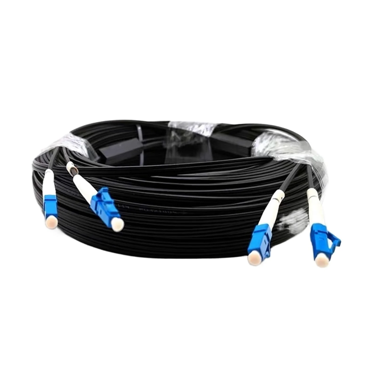 Cavo in fibra ottica FTTH Drop G652D monomodale LC-LC da 10 m a 500 m, 2 core e 2 acciai, for interni, cavo jumper da 100 m a 150 m(100m black)