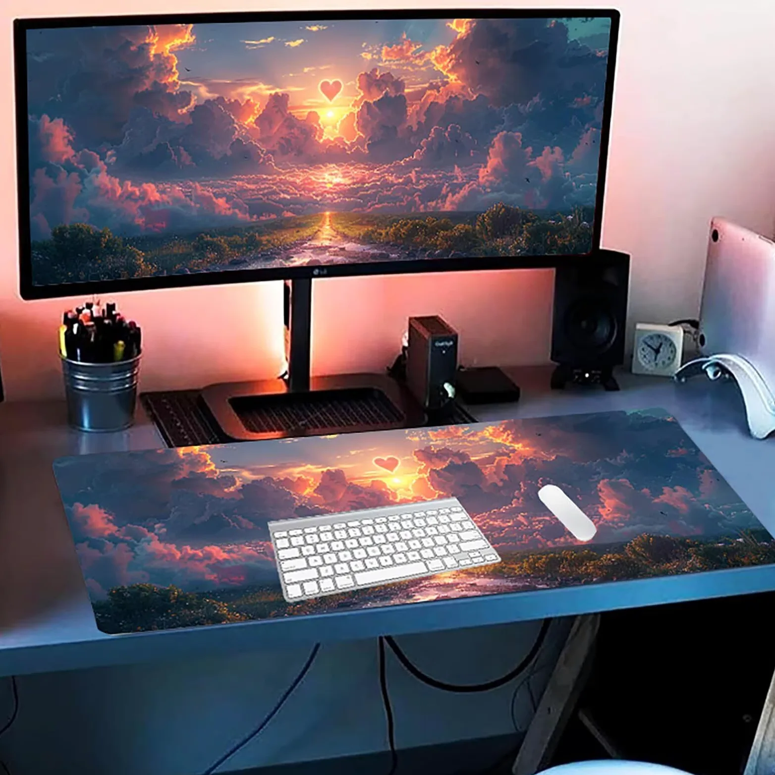 Tappetino Mouse XXL 1500 x 800 mm, Tappetino Mouse Nuvola, Gaming Mousepad Migliorare la Velocità e la Precisione, Mouse Pad con Base in Gomma Antiscivolo, Ufficio Accessori Gaming, Bianco 9-9153