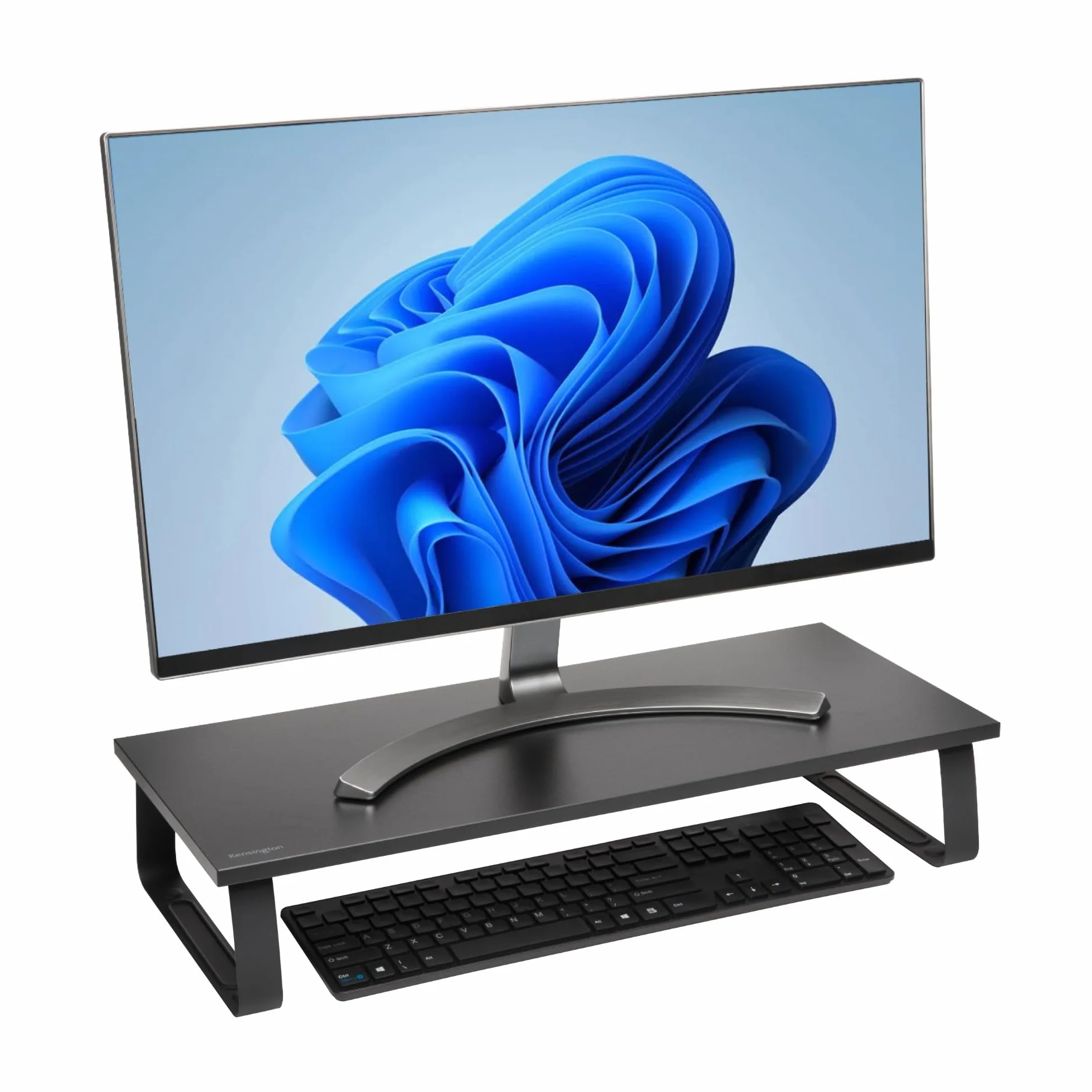 Kensington Supporto per monitor extra largo, rialzo ergonomico in metallo per monitor da scrivania, fino a 32 pollici e 20 kg, per PC, schermi, iMac, laptop, stampanti (60 x 12 x 26 cm) K55726EU Nero