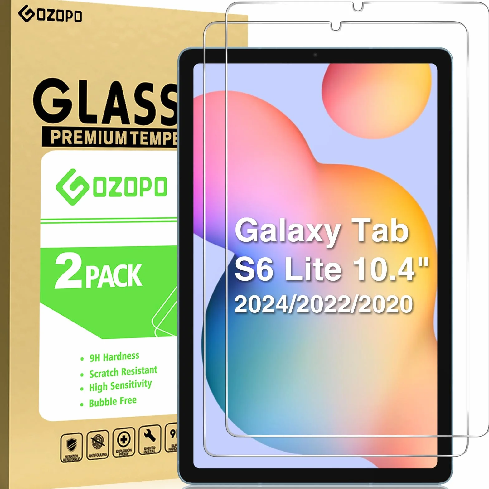 Pellicola Protettiva Vetro Temperato per Samsung Galaxy Tab S6 Lite 10,4 Pollici SM-P610/P615/P613/P619