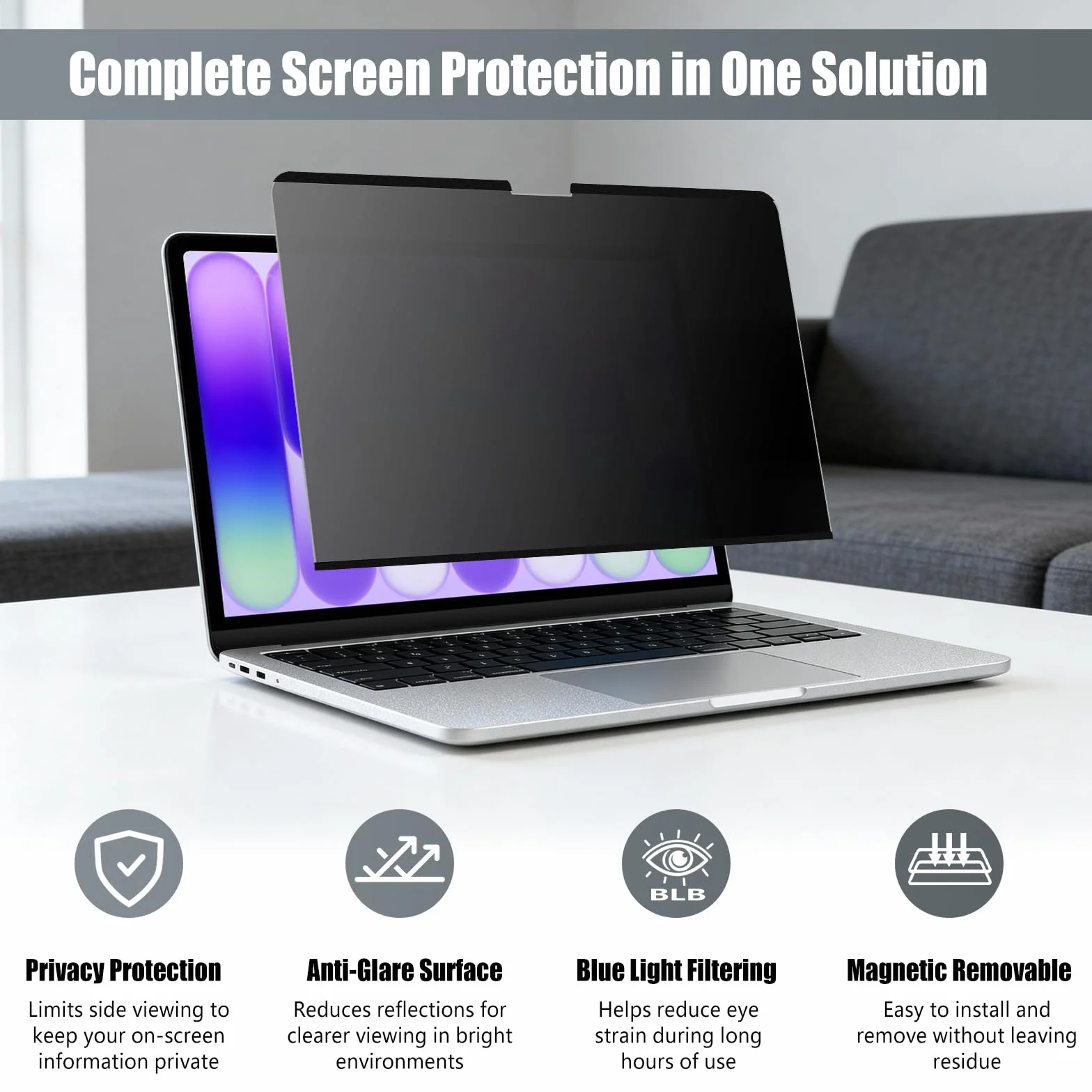 Pellicola Privacy Schermo per MacBook Neo 13 Pollici A18 PRO 2026, Removibile Magnetico Protezione Film Anti Luce Blu Antiriflesso, Ultrathin Anti Spia Protezione Filtro per Mac 13"