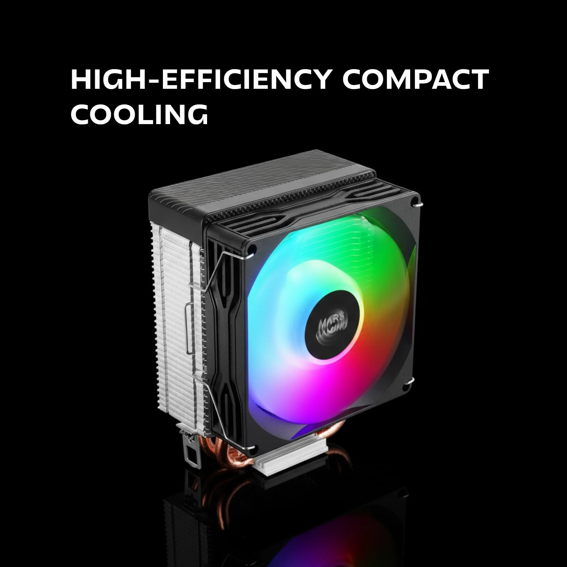 Mars Gaming MCPU-X2, Dissipatore CPU 150W TDP, 2x Heatpipes, Ventola PWM FDB, Illuminazione FRGB, Design Compatto SFF/Mini-ITX, Alette in Alluminio, Cooler PC con Compatibilità Intel e AMD, Nero