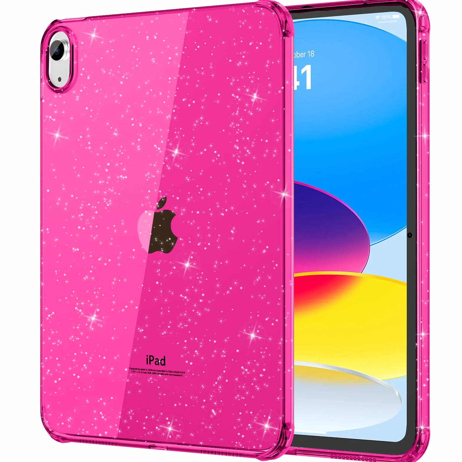 MoKo Custodia per iPad (A16) 11a Generazione 2025, iPad 10a Generazione Custodia 2022 Cover Protettiva in TPU Trasparente Morbido Antiurto e Leggero con Posteriore Trasparente, Magenta Glitter