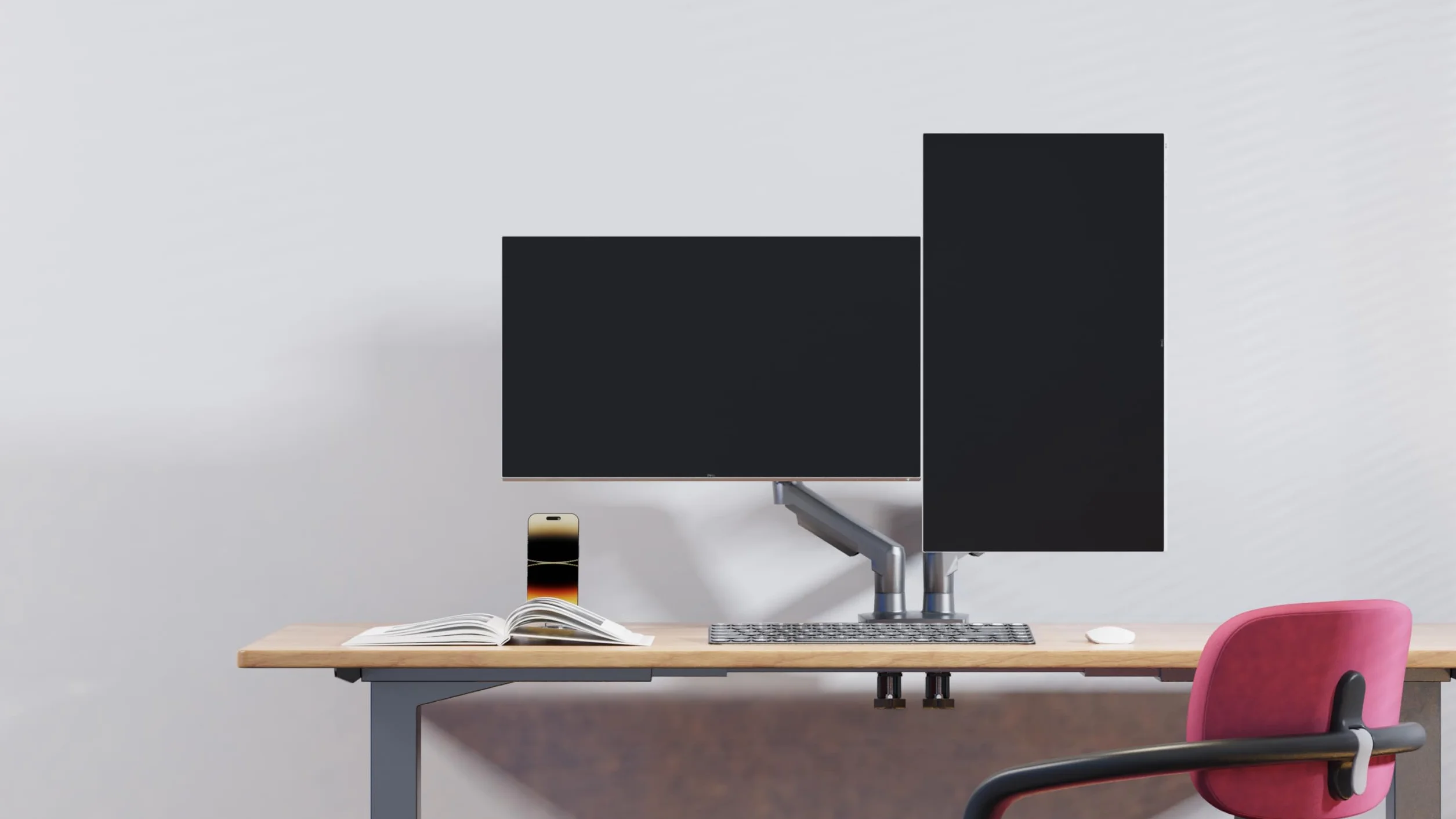 Ergosolid Supporto da scrivania per 2 Monitor PC LCD LED 17" - 27" Regolazione in più Assi, Girevole, Molla a Gas Fino a 2 x 9 kg