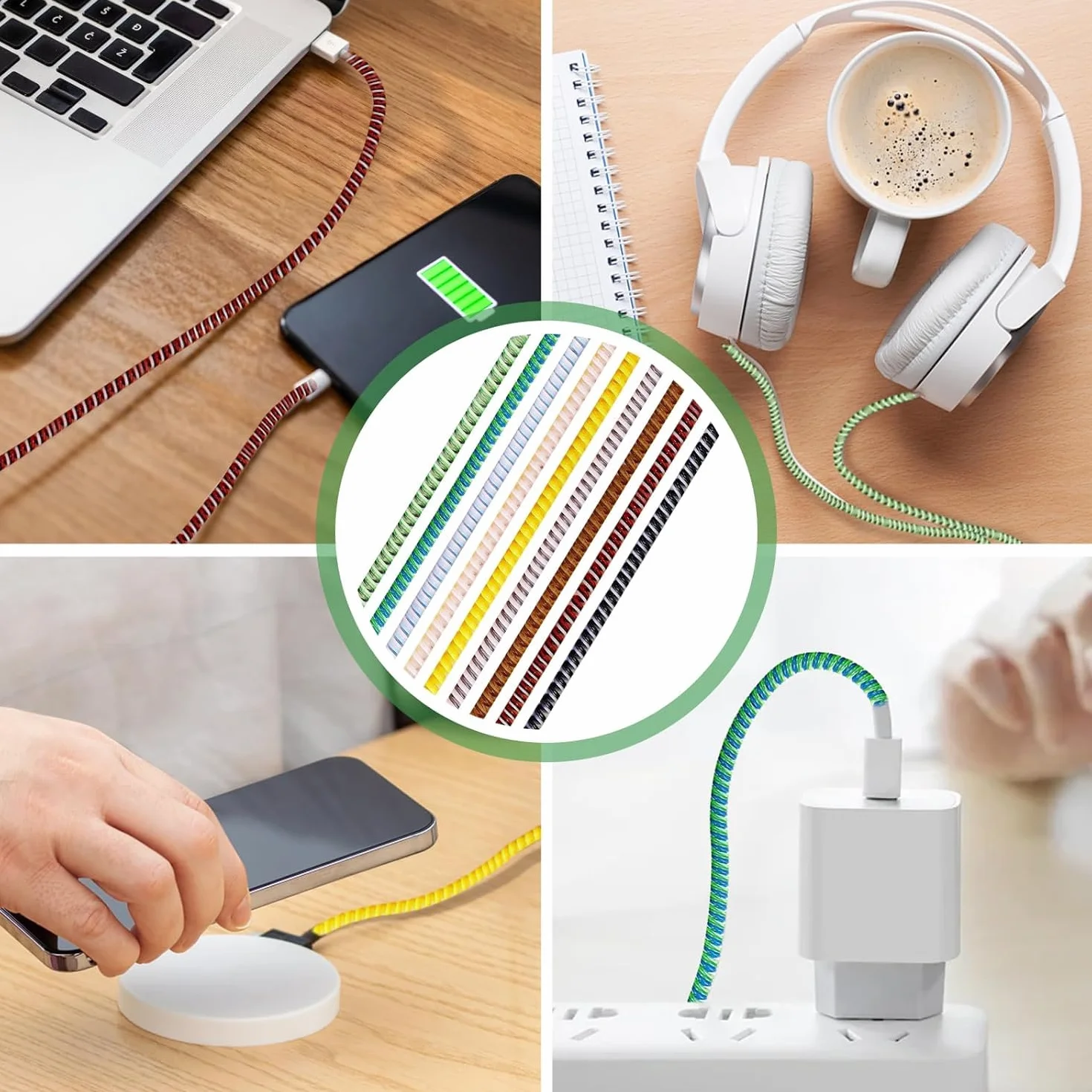 9 Protezioni per Cavi Di Ricarica, 1,4 m, Protezione Cavo in Tpu, Protezione Flessibile Micro USB per Cellulare, Cavo di Ricarica per Notebook (9 Colori)