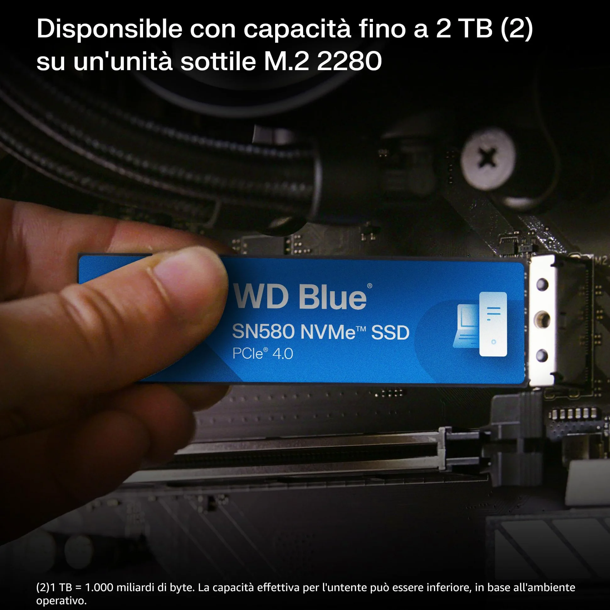 WD Blue SN580,500 GB,M.2 2280,fino a 4 000 MB/s,PCIe Gen4 NVMe,Include Acronis True Image per Western Digital,clonazione e migrazione del,backup completo e ripristino rapido, protezione da ransomware
