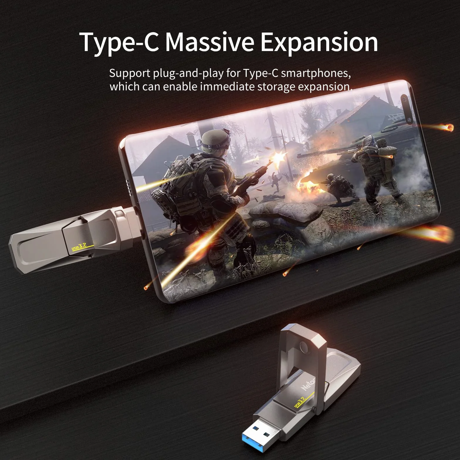 Netac US5 256GB Solid USB State Drive Portatile Esterno USB SSD Type-c e USB 3.2 Doppia Interfaccia Velocità fino a 550MB/s