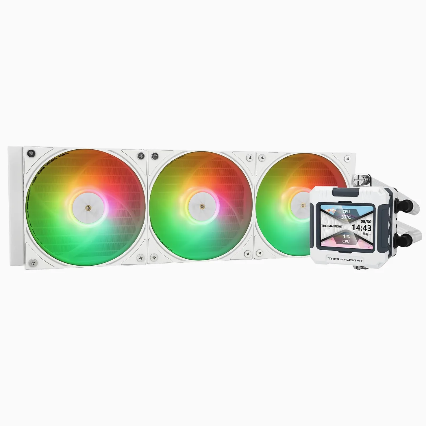 Thermalright FW 360 - Raffreddamento ad Acqua ARGB Bianco Con 3 Ventole PWM, Schermo LCD IPS 320 x 240, 360mm AIO CPU Liquido per AMD/Intel