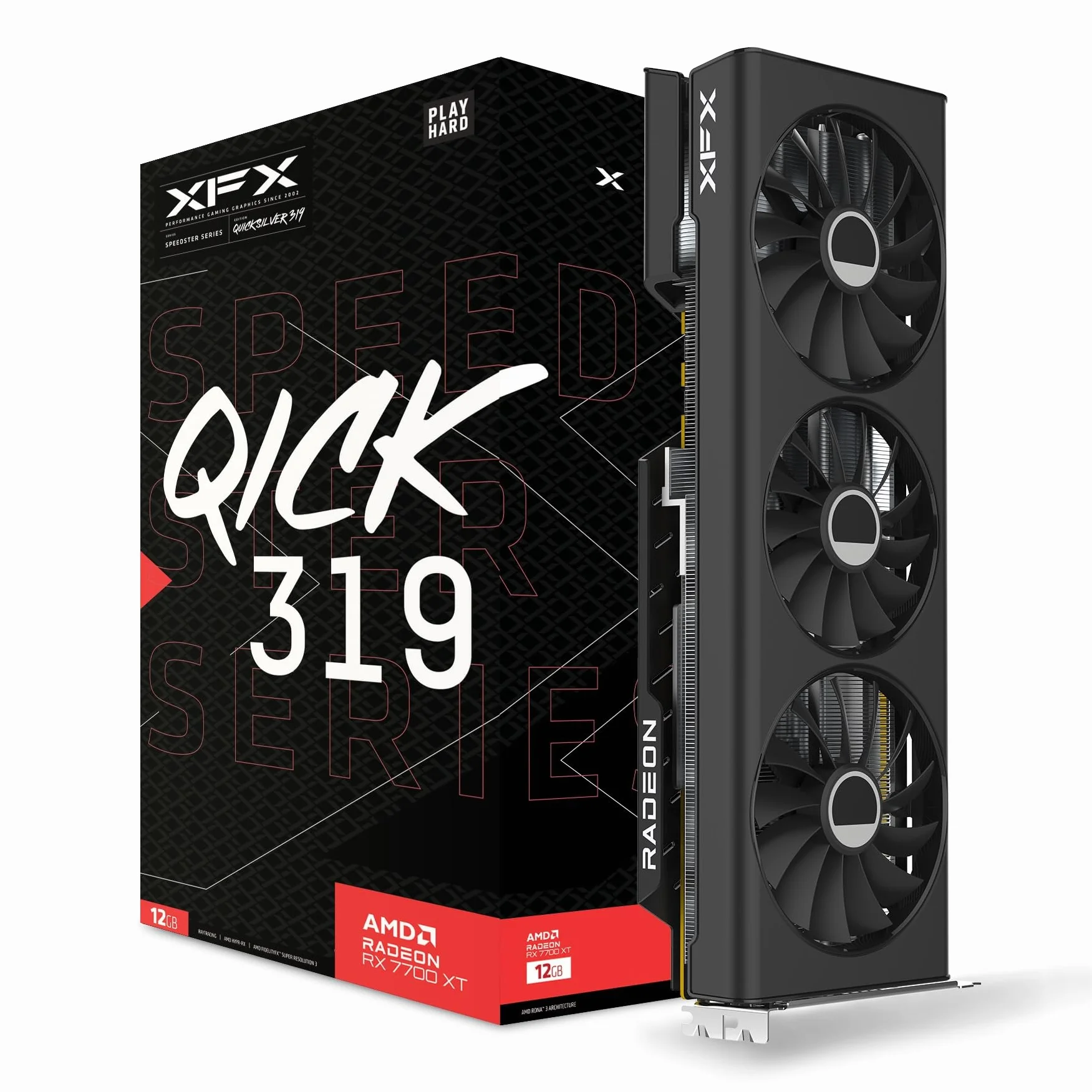 XFX Speedster QICK319 RX 7700 XT - Scheda grafica da gioco da 12 GB GDDR6 HDMI 3xDP, AMD RDNA 3 RX-77TQICKB9