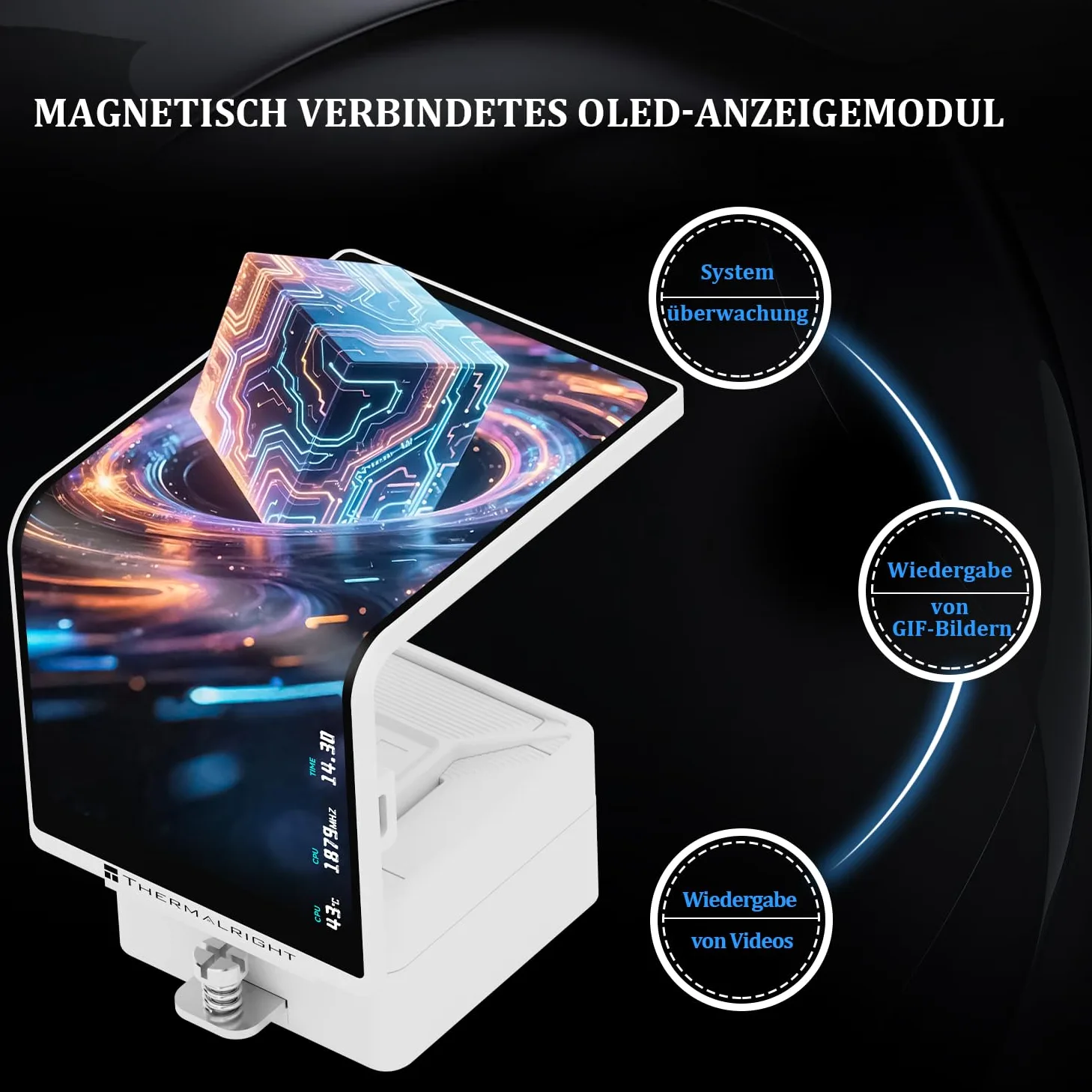 Thermalright Levita Vision 360 ARGB White - Ventola di raffreddamento per CPU AIO, ventola senza fili, schermo curvo con risoluzione di 2400 x 1080, per AM4/AM5, Intel LGA1851/1700, schermo 3D da 6,67