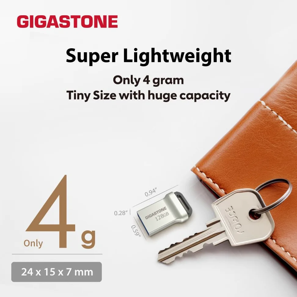 GIGASTONE 128GB Nano Chiavetta USB Flash (Confezione da 5) Z90 USB 3.2 Gen 1, 120MB/s Alta Velocità, Mini, Design Metallo, Archiviazione e backup per PC, Mac, TV, Auto, USB 2.0/3.0/3.1 Compatibile