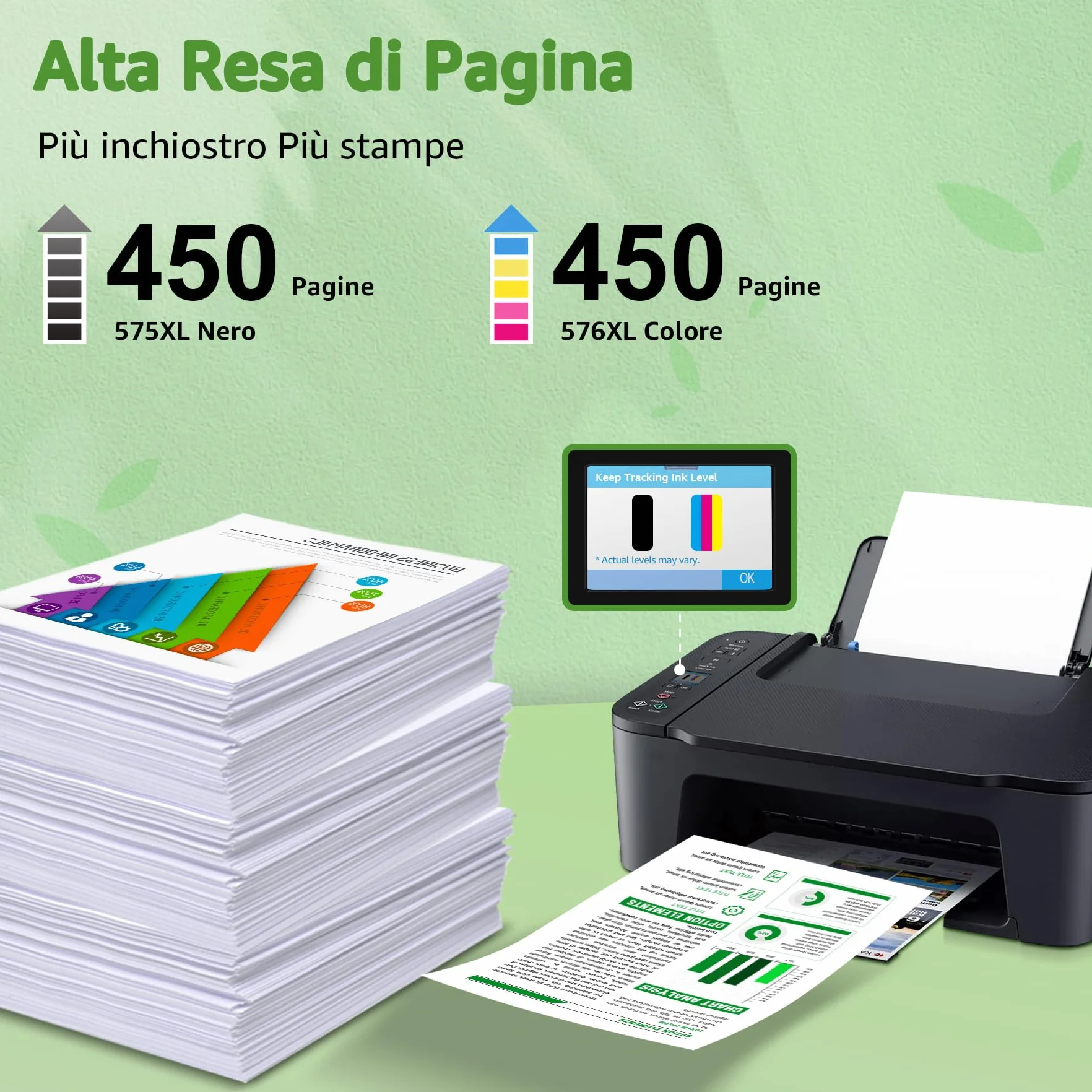 GREENSKY PG-575XL CL-576XL d'inchiostro Sostituzione cartucce canon 575 576 Canon 575XL 576XL Nero e Tri-Colore per Canon PIXMA TR4755i TR4756i TS3752i TS3751i TS3550i TS3551i TS3750i TR4750i TR4751i