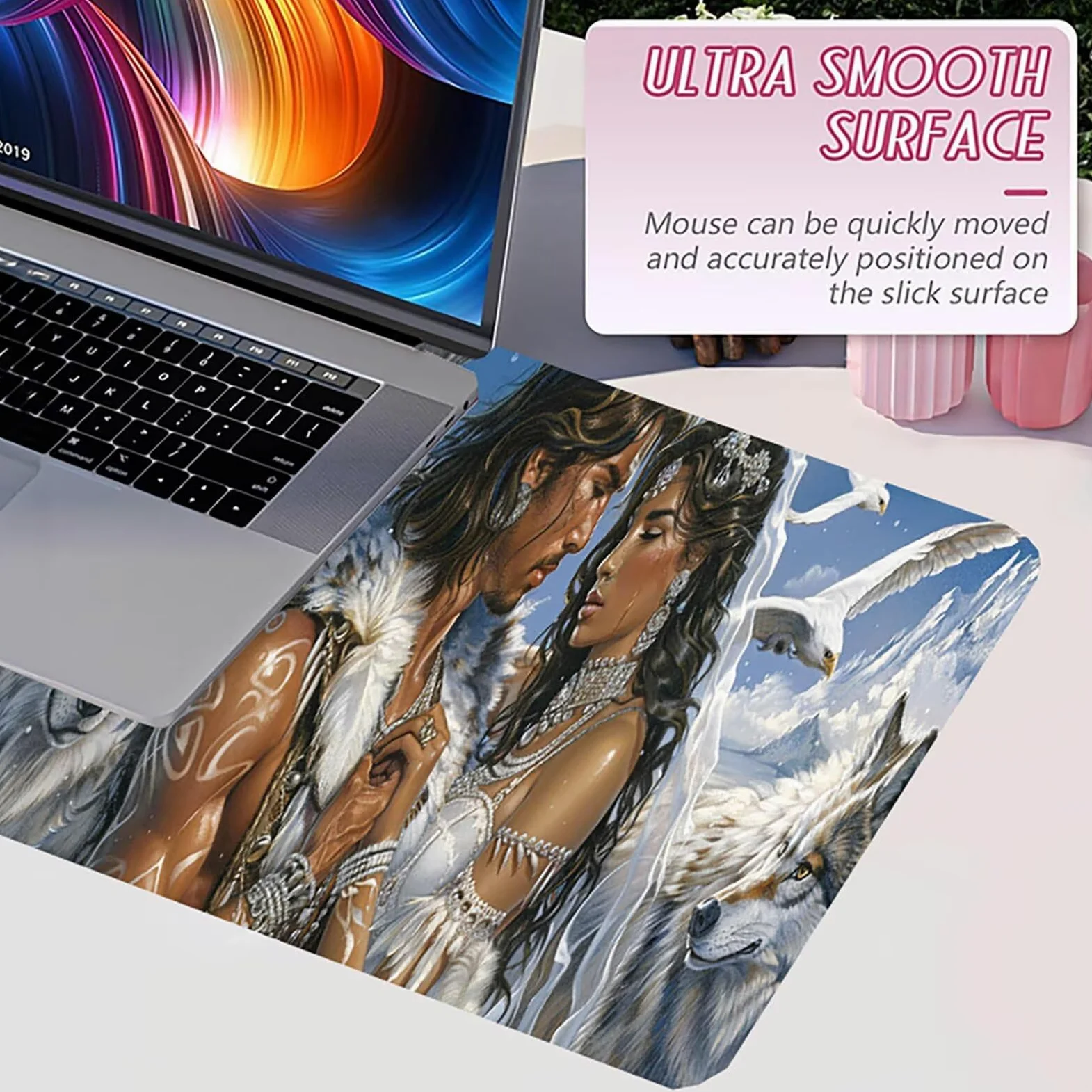 Tappetino Mouse XXL 1500 x 800 mm, Tappetino Mouse Coppia, Gaming Mousepad Migliorare la Velocità e la Precisione, Mouse Pad con Base in Gomma Antiscivolo, Ufficio Accessori Gaming, Bianco Q-5612