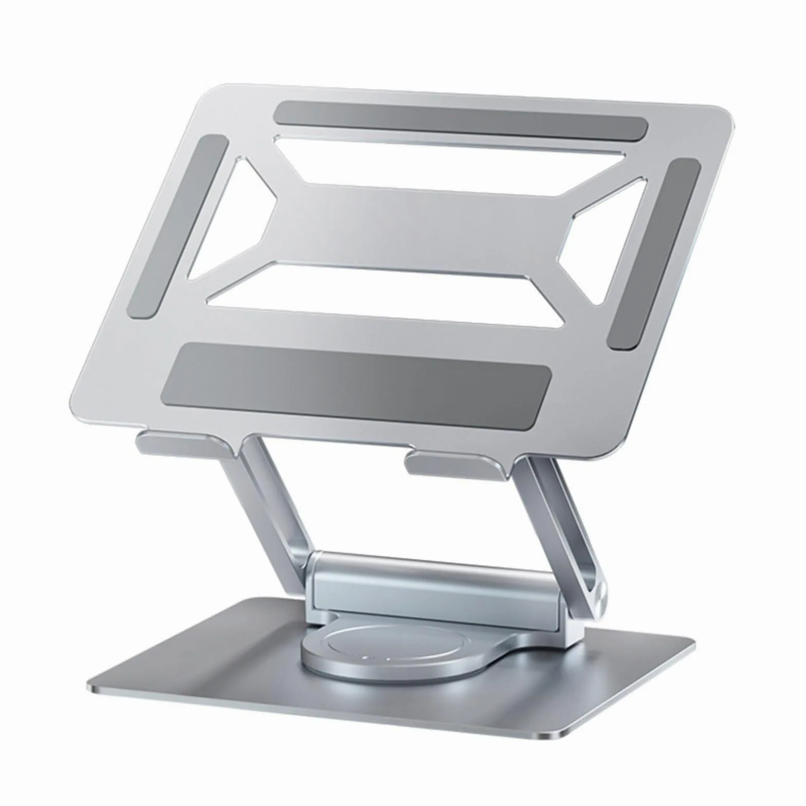 Supporto Laptop con Docking Integrata Supporto Notebook Riser Regolabile Pieghevole Struttura a Snodo in Lega D Alluminio Base Stabile con Usb Adatto per Ufficio, Argento