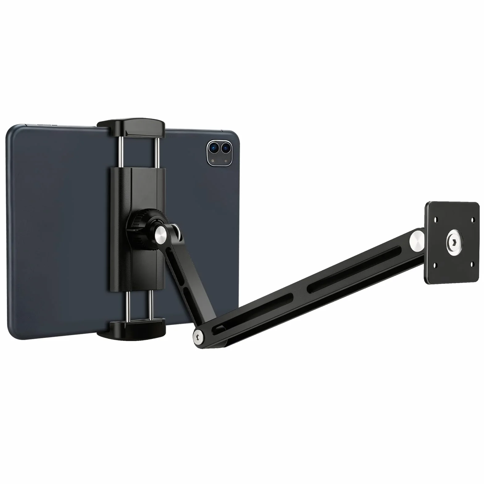 VINATO Supporto Tablet Muro Regolabile a 360° Allungabile in Alluminio Pieghevole per iPad Telefoni 4,7"-13" Nero