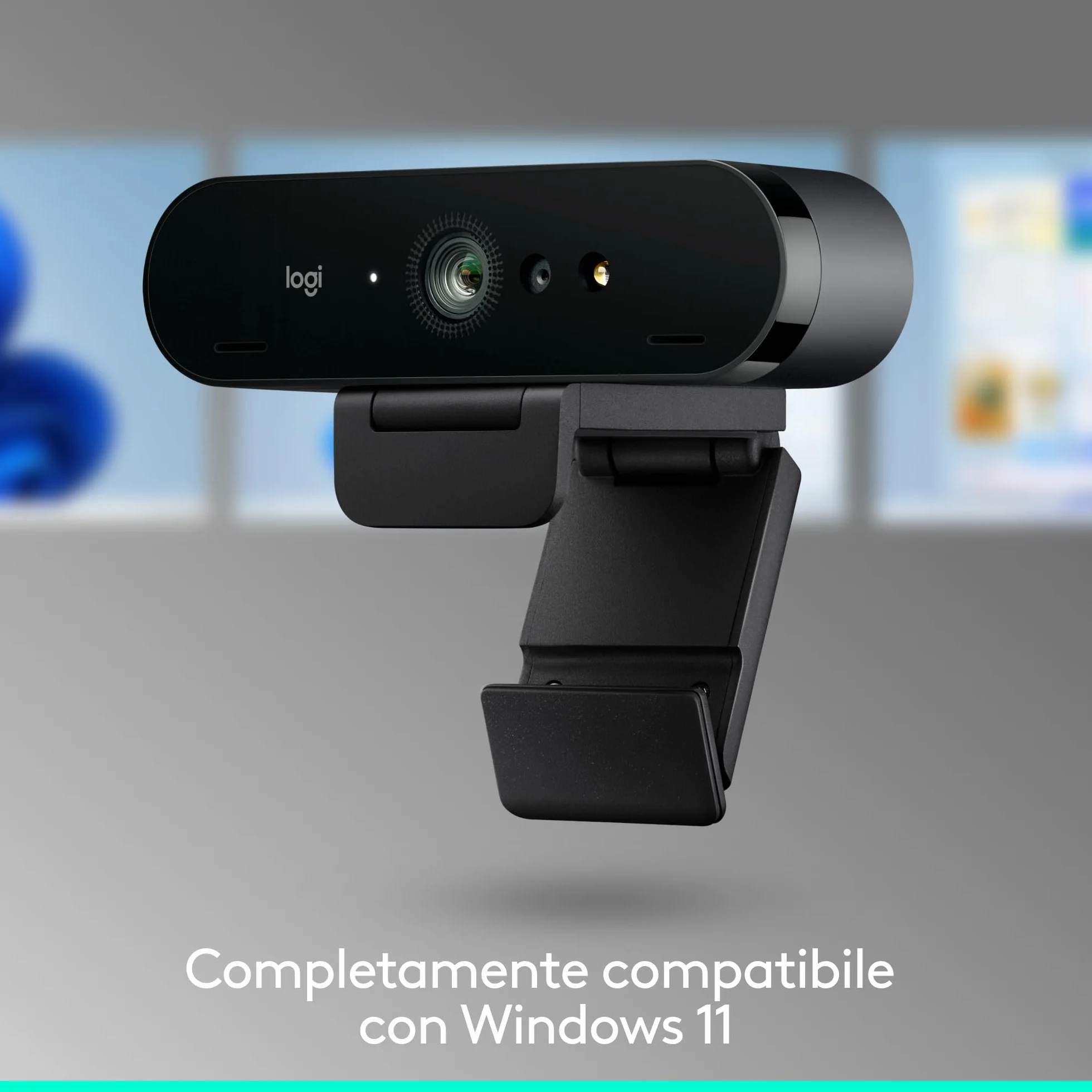 Logitech Brio 4K Webcam for Business, accesso biometrico con Windows Hello, correzione automatica dell'illuminazione, cancellazione del rumore, Microsoft Teams, Zoom, Google Meet, PC/Mac - Grafite