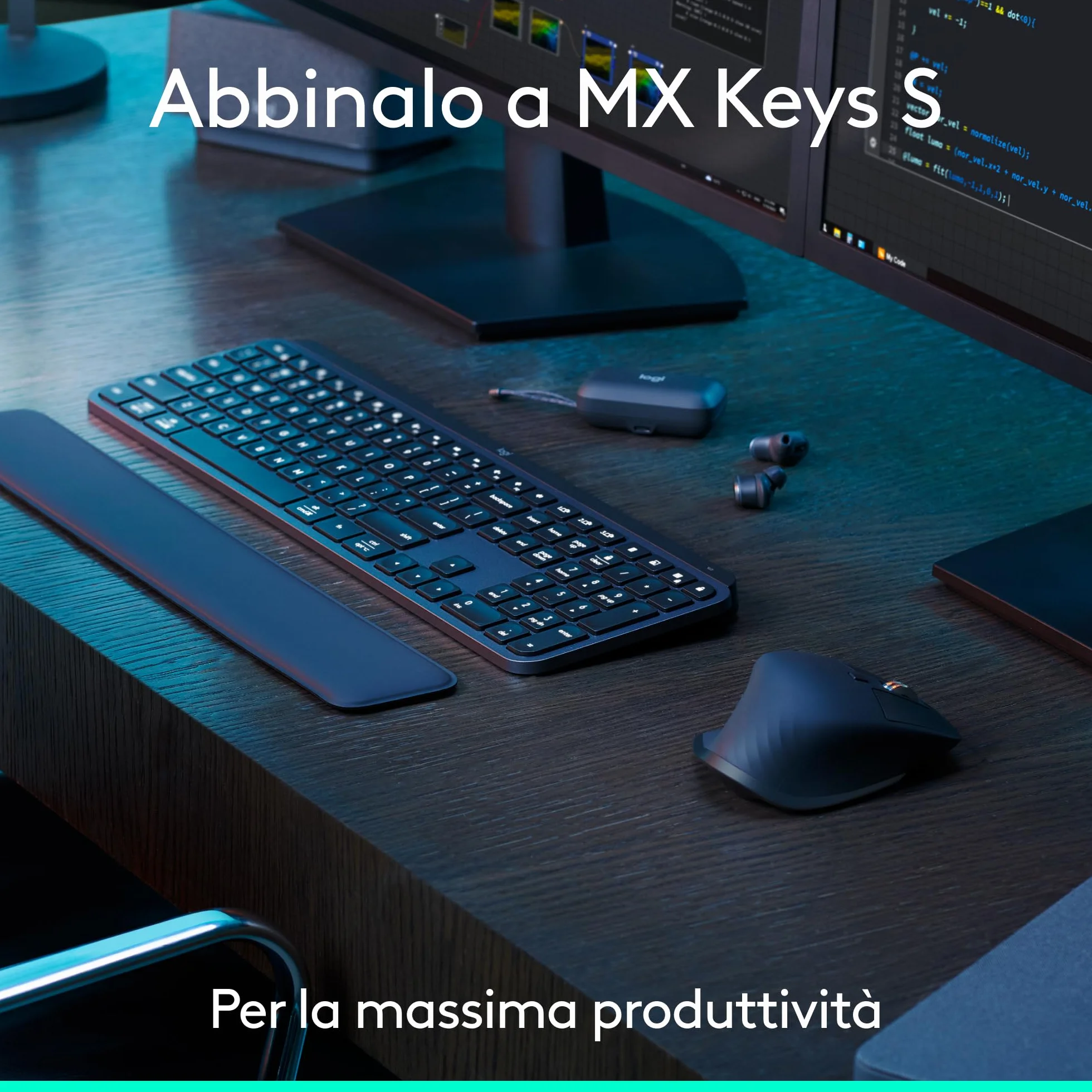 Logitech MX Master 3S - Mouse wireless ad alte prestazioni con scorrimento ultraveloce, Ergo, 8000 DPI, tracciamento su vetro, clic discreti, Bluetooth, Windows, Linux, Chrome - Graphite