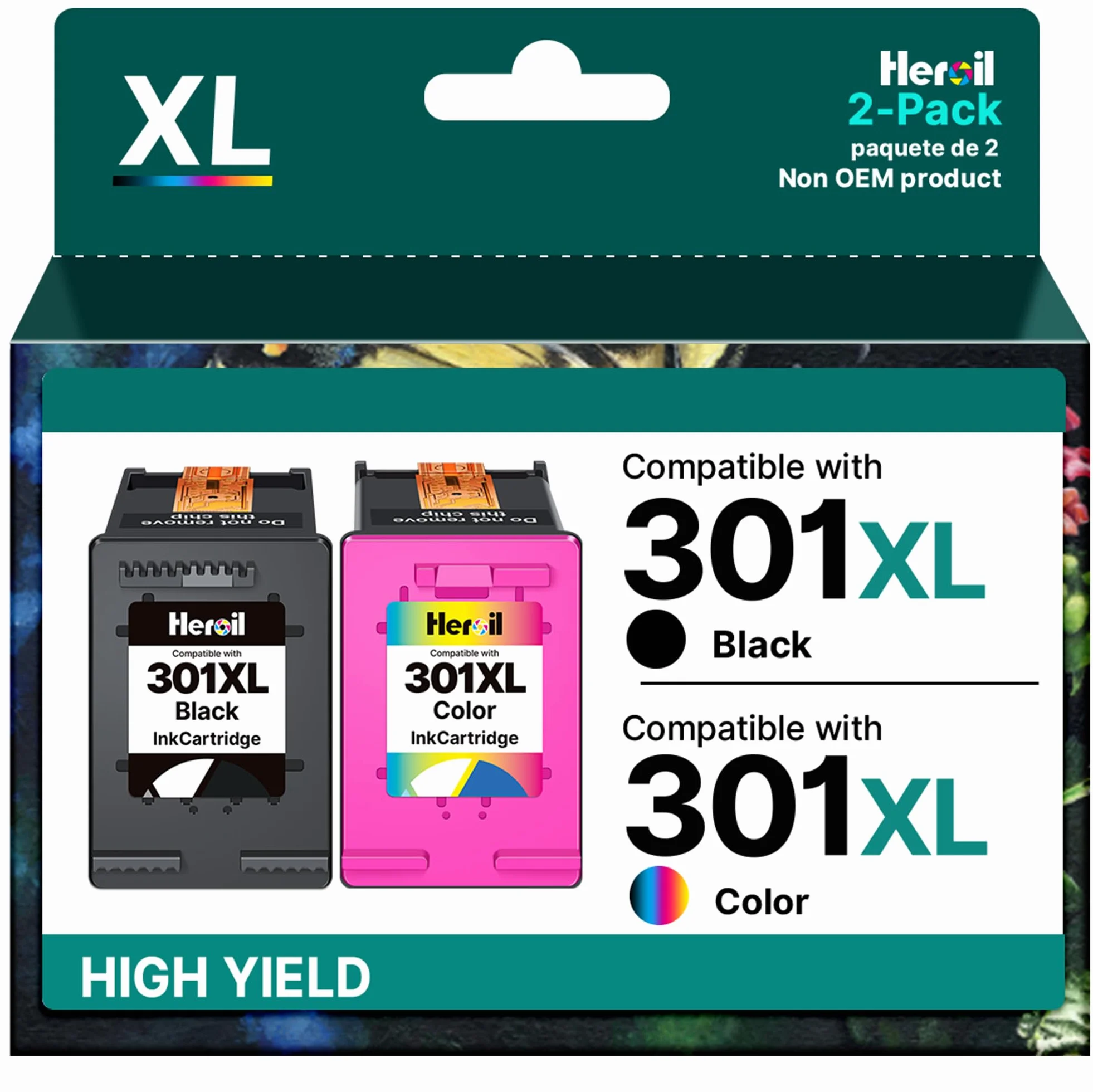 301 XL 301XL Cartucce d'inchiostro Rigenerato per HP 301 Nero e Colore Compatibile per HP OfficeJet 2620 2622 4504 4630 5534 Envy 4500 5530 5532 Deskjet 1000 1010 1510 2050 2540 3050 (2-Pack)