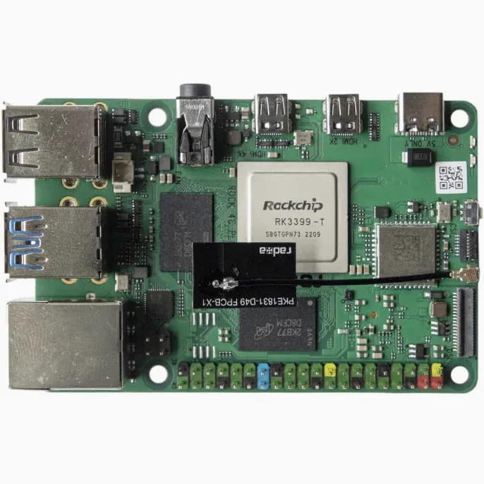 sb components ROCK Pi 4 Modello C+ 4C+ Computer a scheda singola da 4 GB, Pulsante ON/Off On-Board, Compatibile con Raspberry Pi 4 Accessori