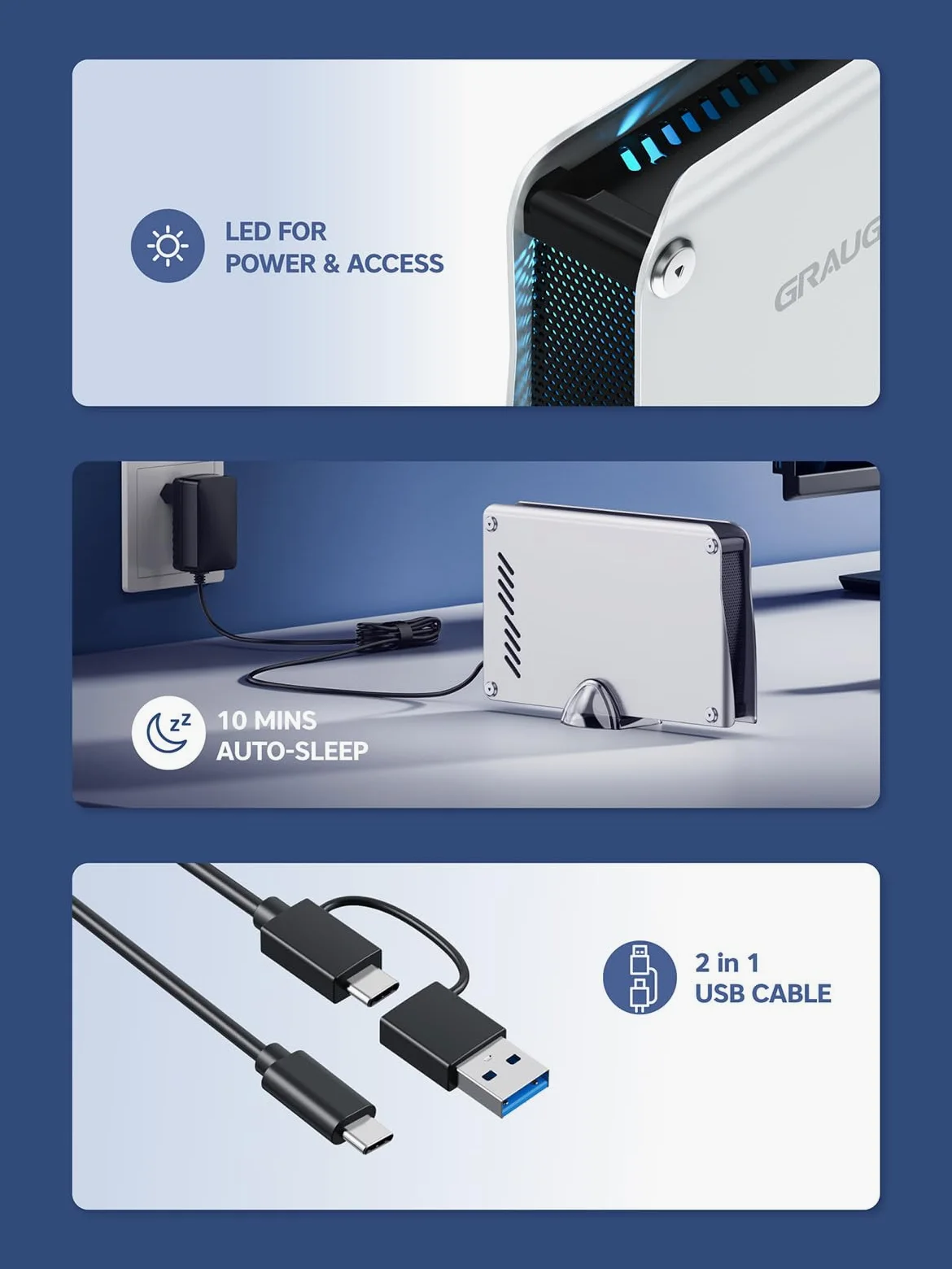 GRAUGEAR Disco rigido da 6 TB in alluminio per PS5, Slim, Pro 3,5 pollici HDD, formattato per PS5/PS4, ideale per giochi e spazio di archiviazione