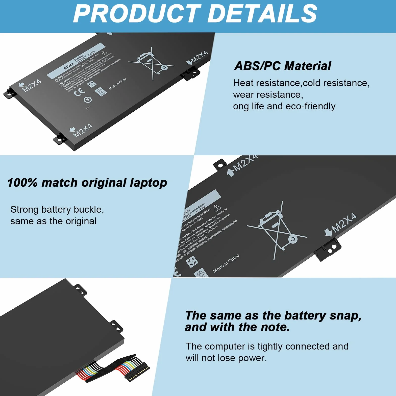 6GTPY 11.4V 97Wh Batteria di ricambio per laptop Dell XPS 15-9560 15-9550 15-9570 15-7590 Precision 5520 5530 5540 5510 Vostro 7500 4GVGH 1P6KD 5XJ28 GPM03 P56F Sostituzione per Dell XPS 9560
