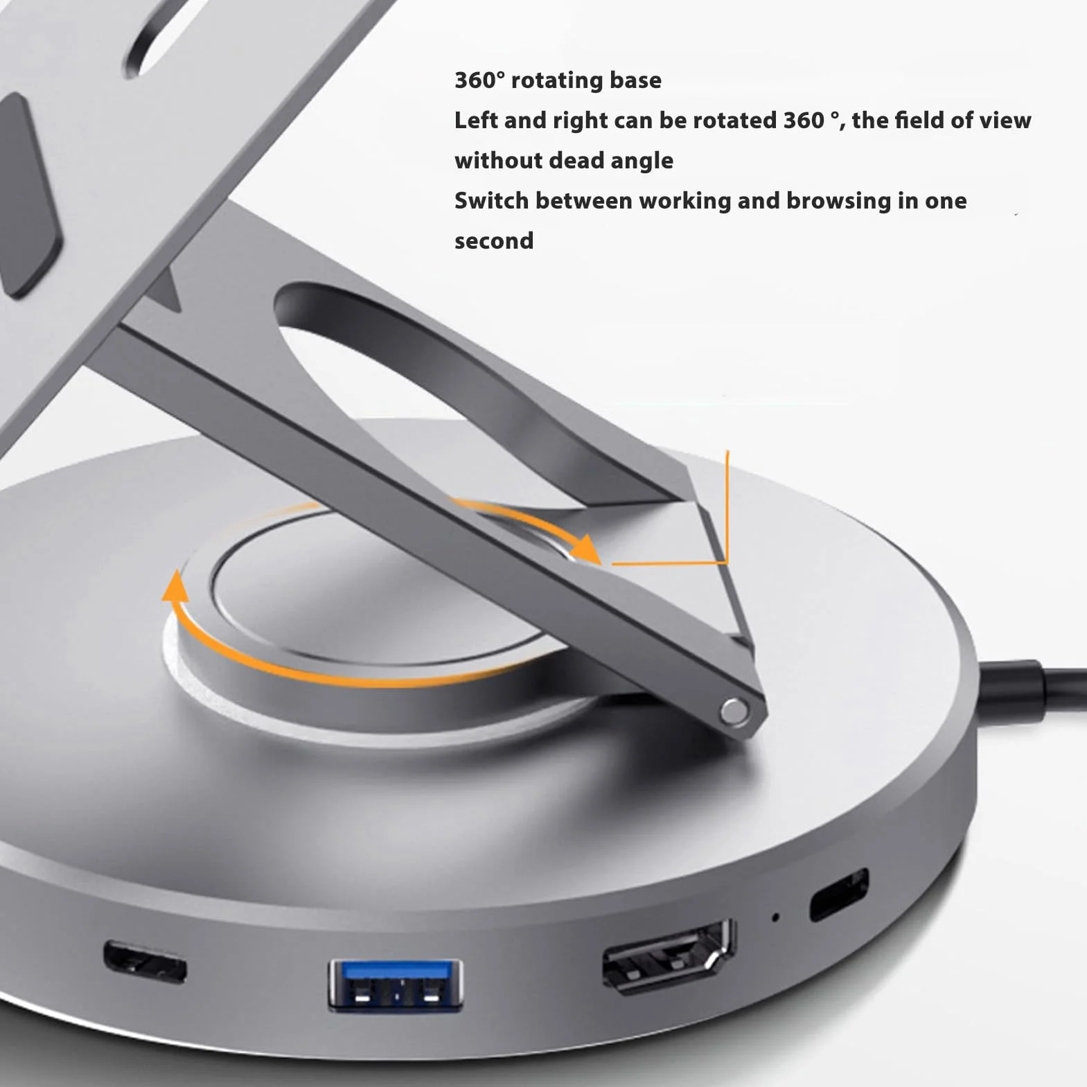 RiToEasysports Supporto per Compresse USB C Hub, 360 ° Rotante USB 3,0 C Hub Storni di Trasferimento Ad Alta velocità per Laptop Tablet Gaming Gaming