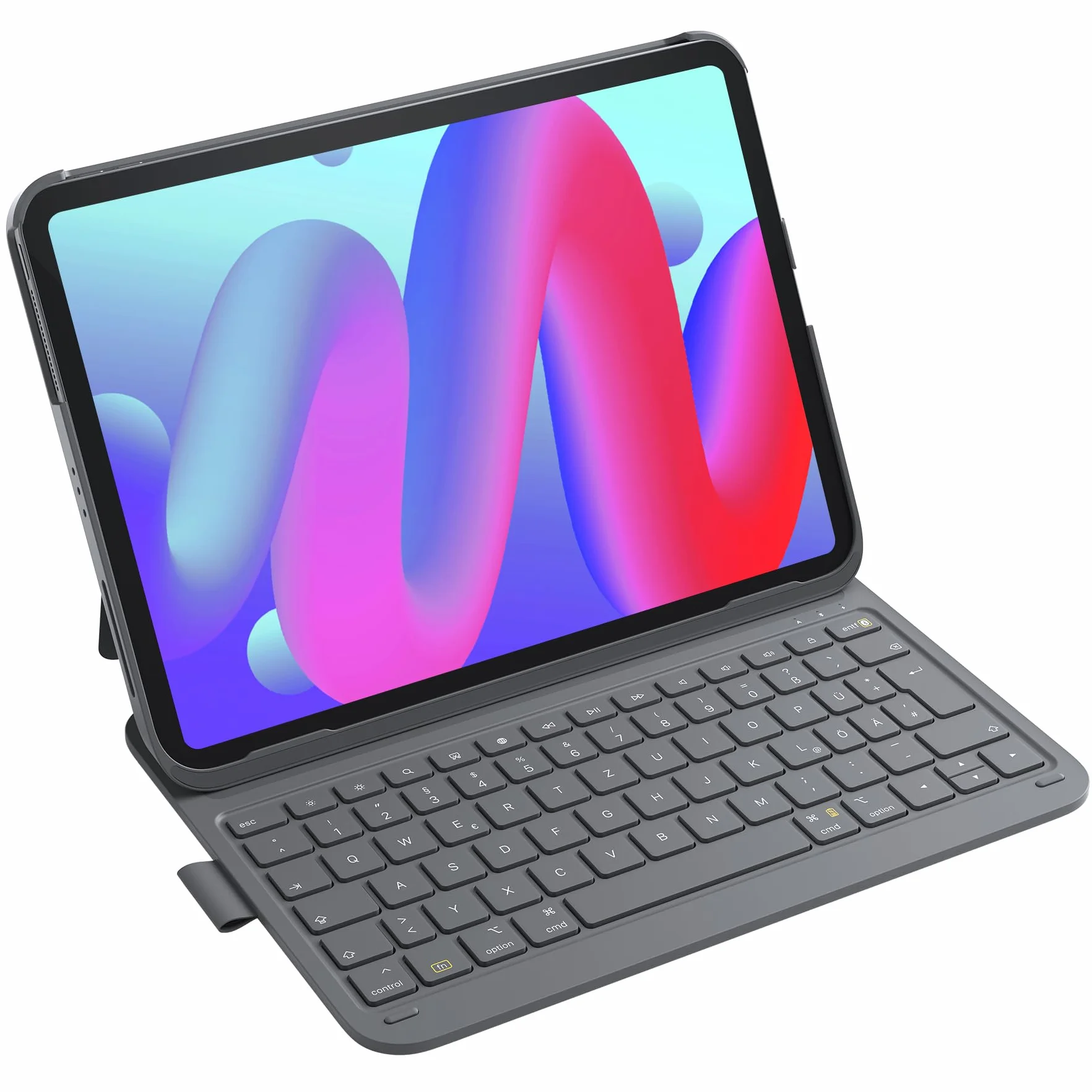 Inateck Air Tap Custodia con tastiera per iPad 10 gen, 11 gen A16 2025, Air 11 M4/M3/M2(2026/2025/2024), Air 5/4, Pro 11 (4/3/2/1), QWERTZ, tastiera ultra leggera con portapenne，BK2007 Grigio