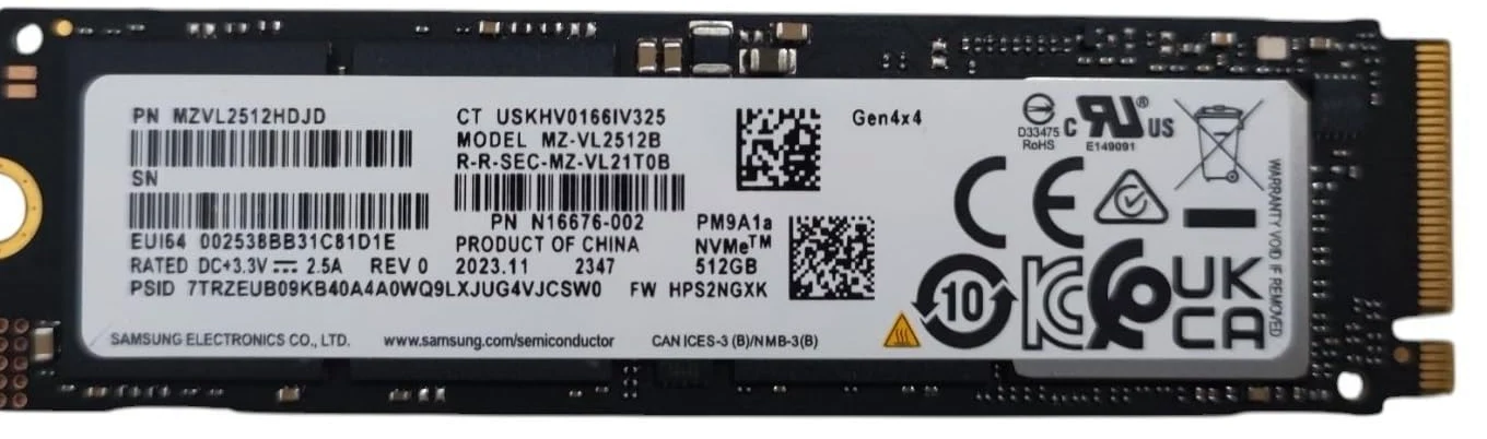 Samsung SSD 512 GB PM9A1a PCIe Gen 4.0 x4 M.2 PCI-e NVME interno unità a stato solido, fattore di forma 2280 chiave M, compatibile con laptop desktop Gen4, MZ-VL2512B, fino a 6900MB/s - OEM BULK