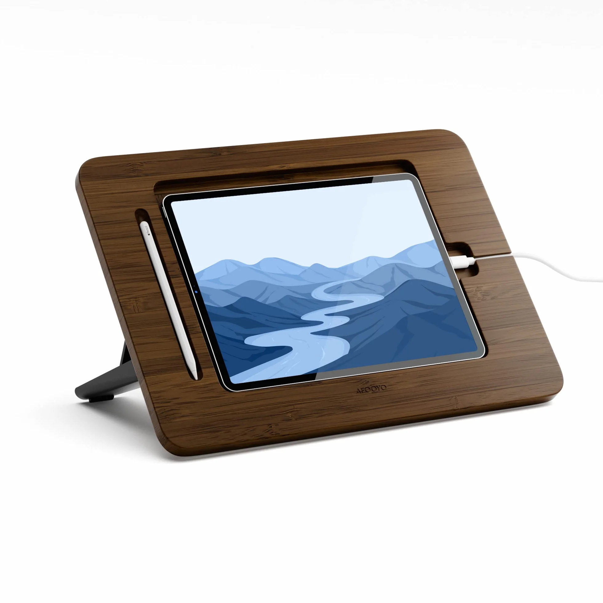 AFOOYO Supporto da disegno per tablet in bambù regolabile 5 angoli per laptop iPad Pro 12.9/13"