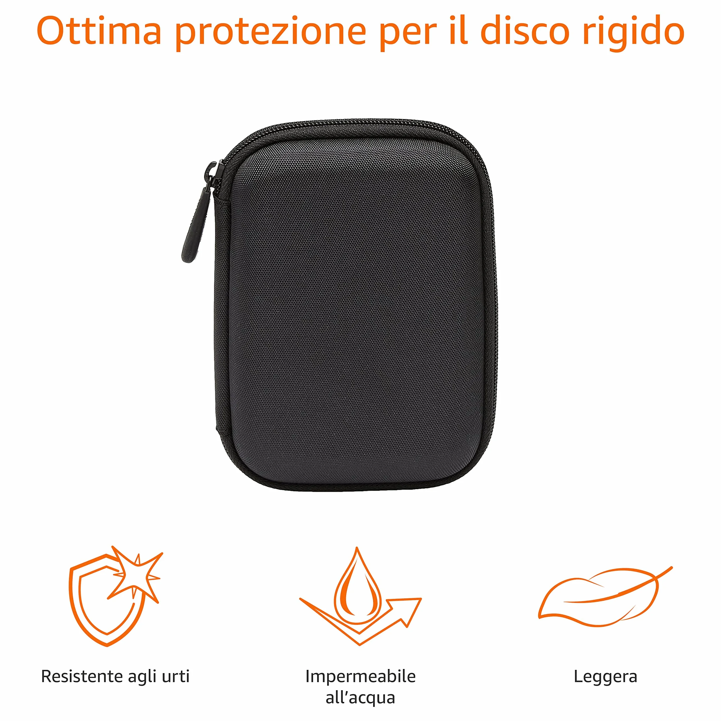 Amazon Basics Custodia per Hard Drive esterno, 14.73 x 3.05 x 10.67 cm, Nero