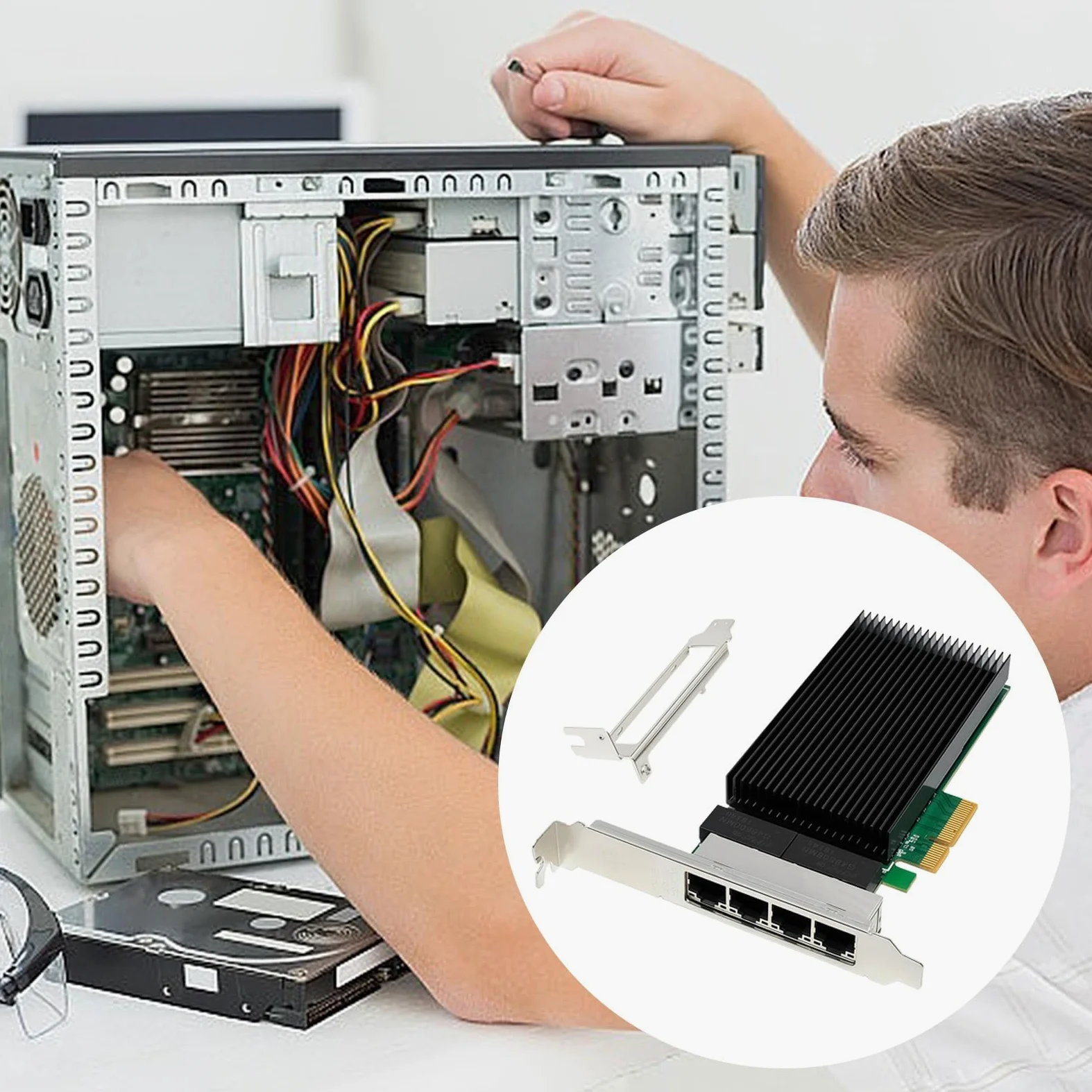Adattatore rete PCIe RJ45 RJ45 4X da 2, 5 Ghz per controller I226 desktop e server compatibile con IEEE802.3Bz
