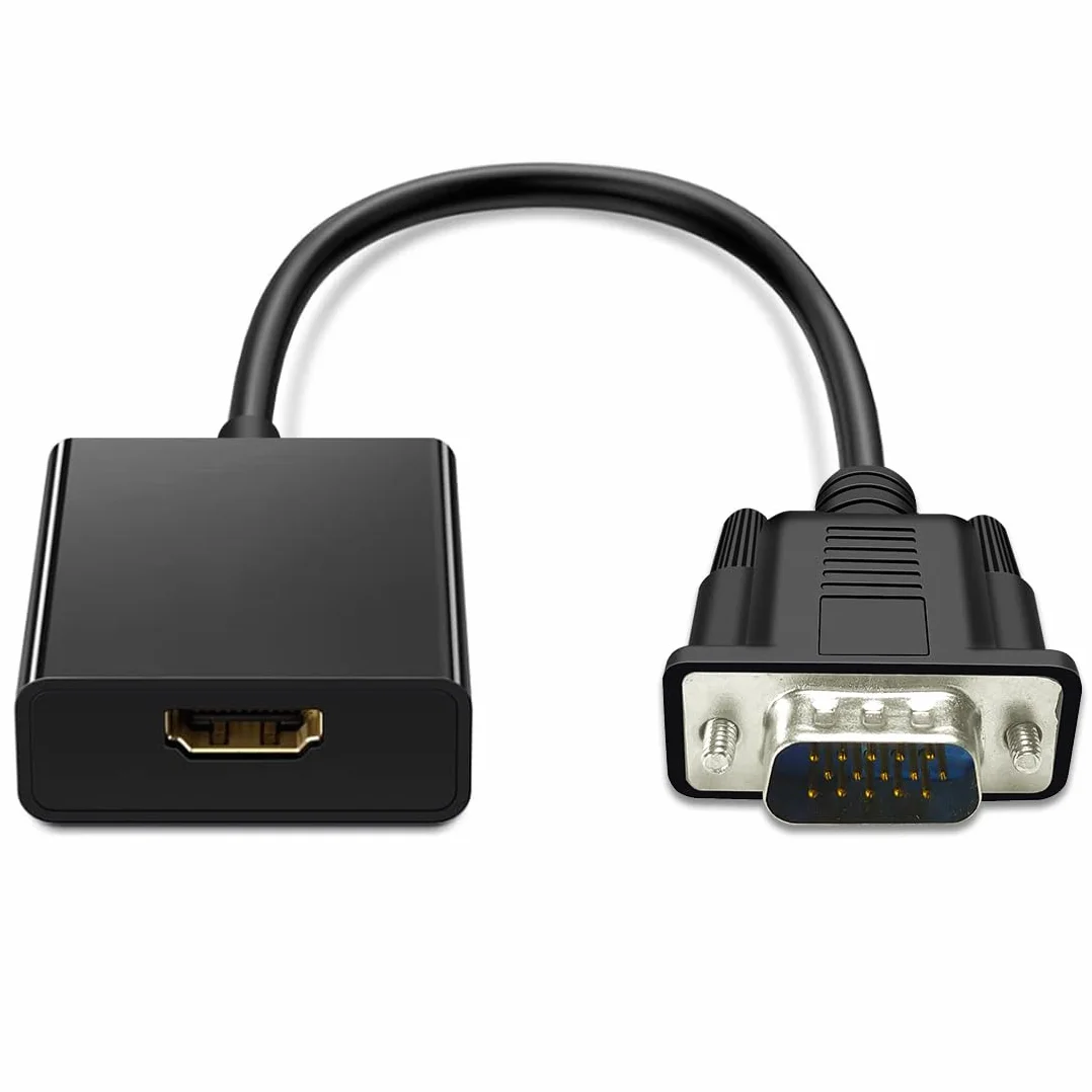 Adattatore VGA a HDMI 1080P@60Hz Convertitore VGA Maschio a HDMI Femmina con 3,5mm Audio Jack per PC, laptop, TV Box per HDTV, Monitor, Proiettore, Schermo