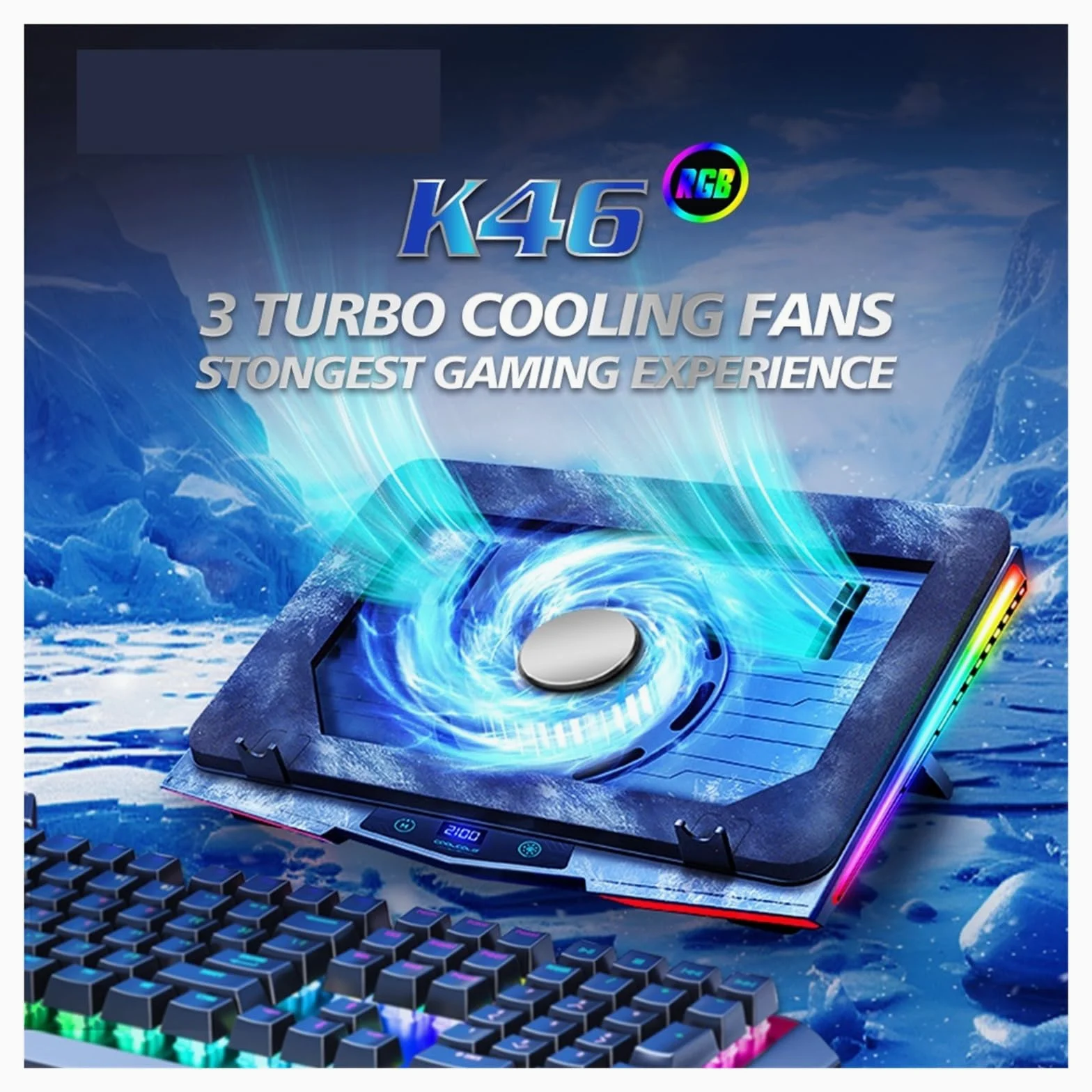 Tappetino di Raffreddamento for Laptop RGB A Compressione d'Aria, Dispositivo di Raffreddamento USB Ultra Silenzioso, Supporto Regolabile for Dissipazione Rapida del Calore